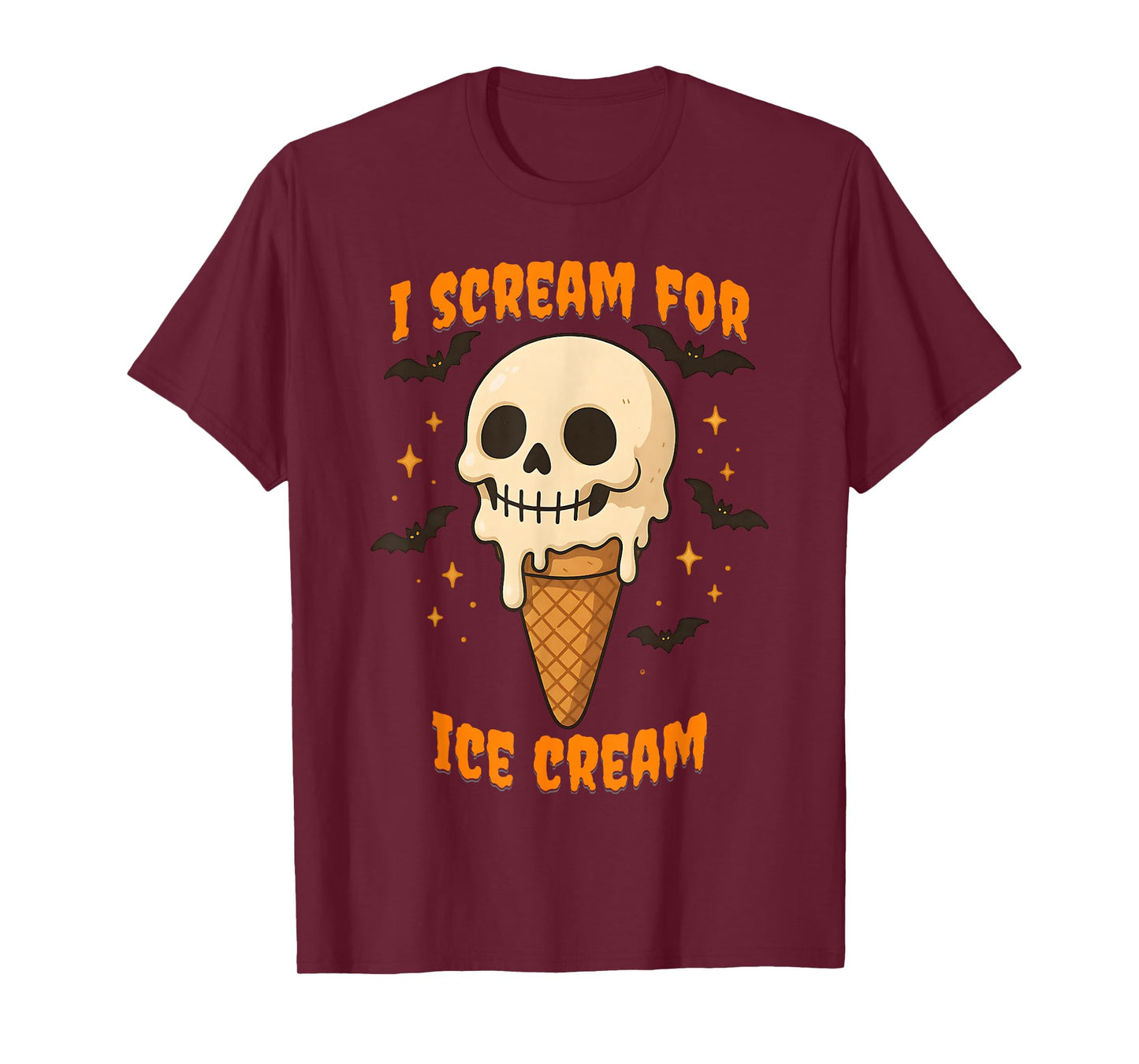 Halloween I Scream for Ice Cream Cone Skull T-Shirt