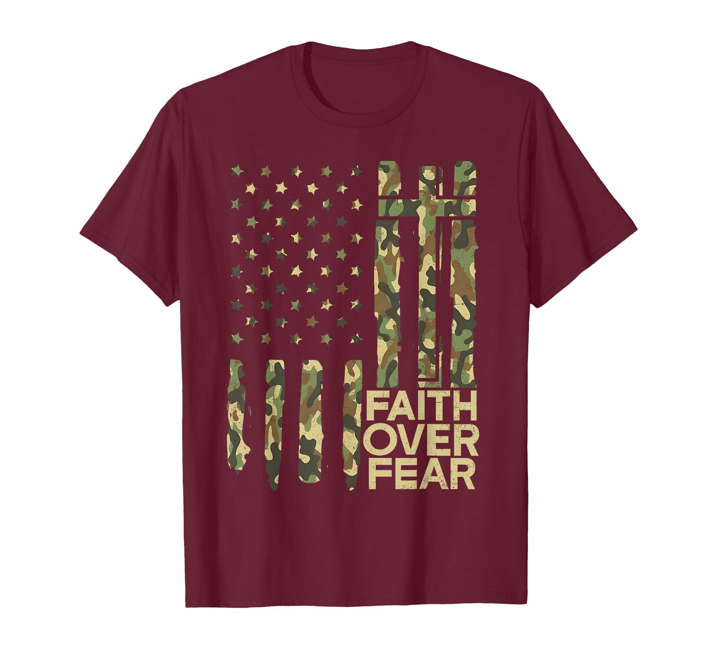 Jesus Faith Over Fear Cross Bible Religious Verse Christian T-Shirt