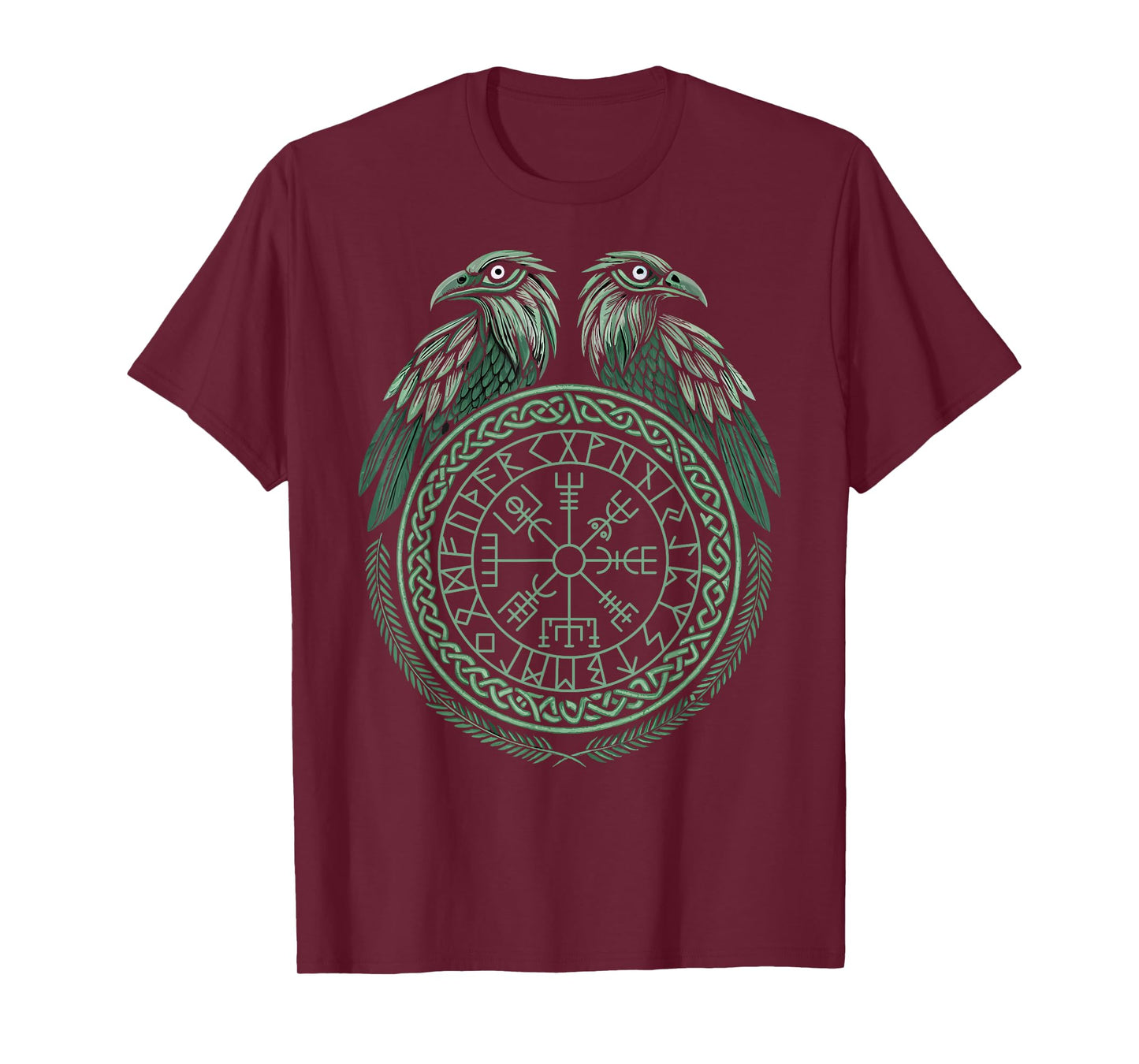 Retro Viking Symbol Compass Vegvisir Nordic Rune Raven T-Shirt