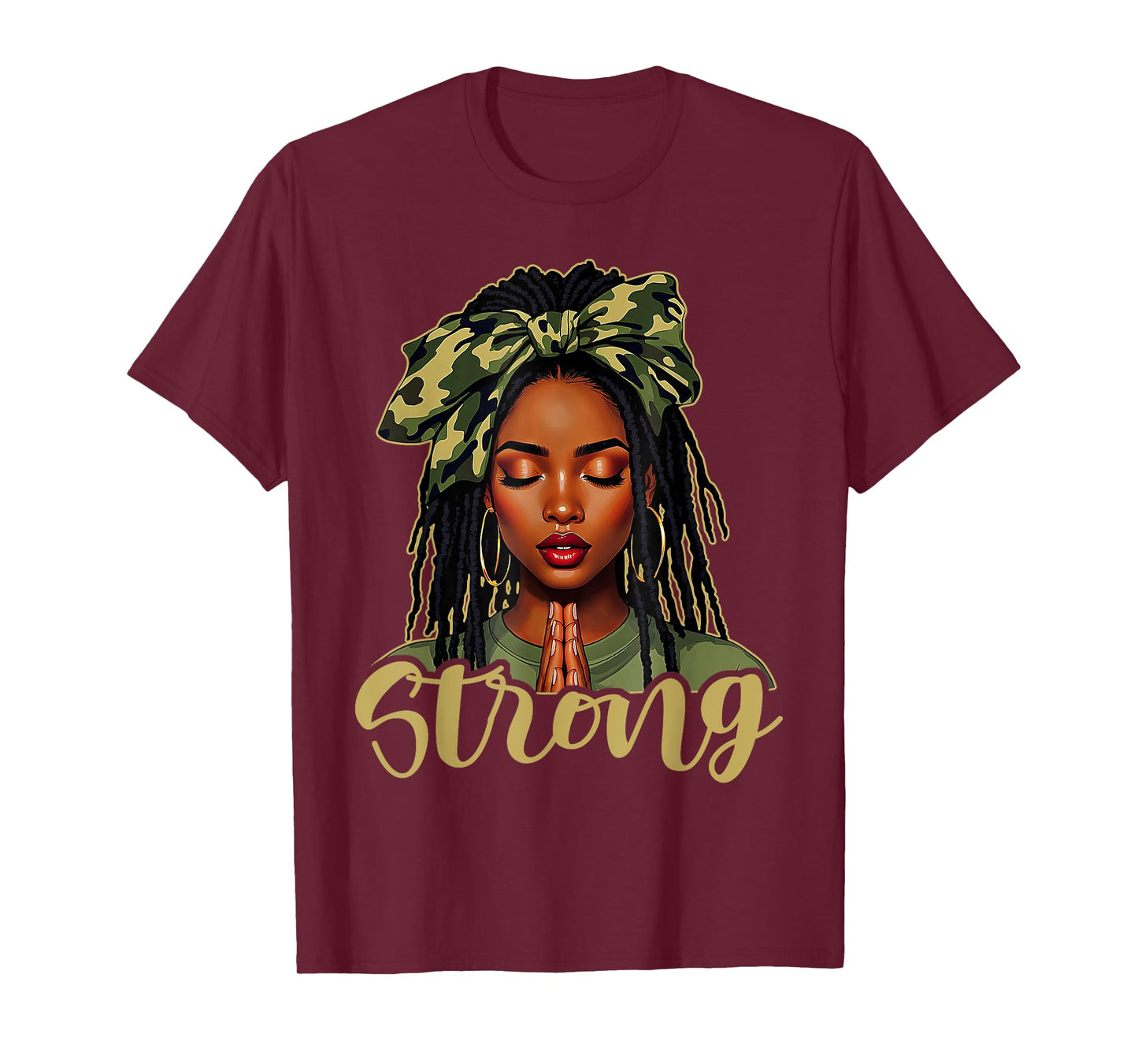 Strong Black Woman Praying Afro African American Christian T-Shirt