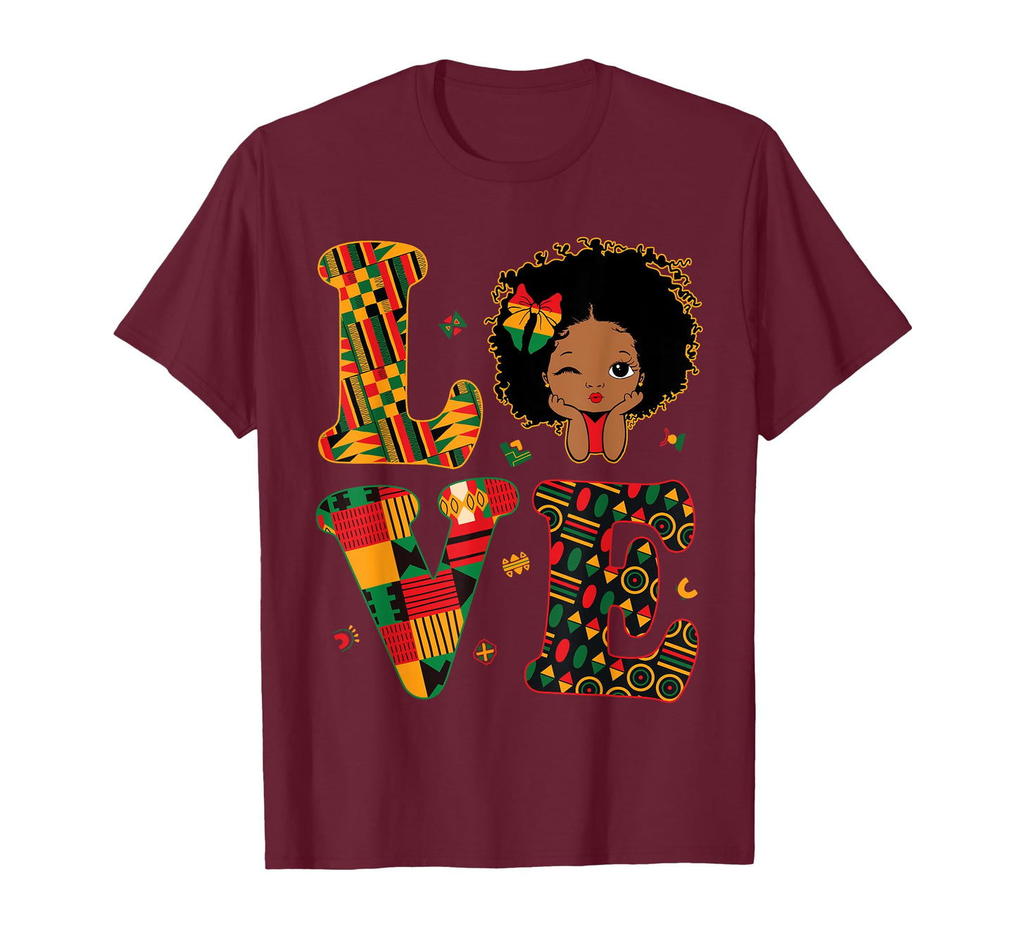LOVE African Kente Toddler Girls Black History Month Proud T-Shirt