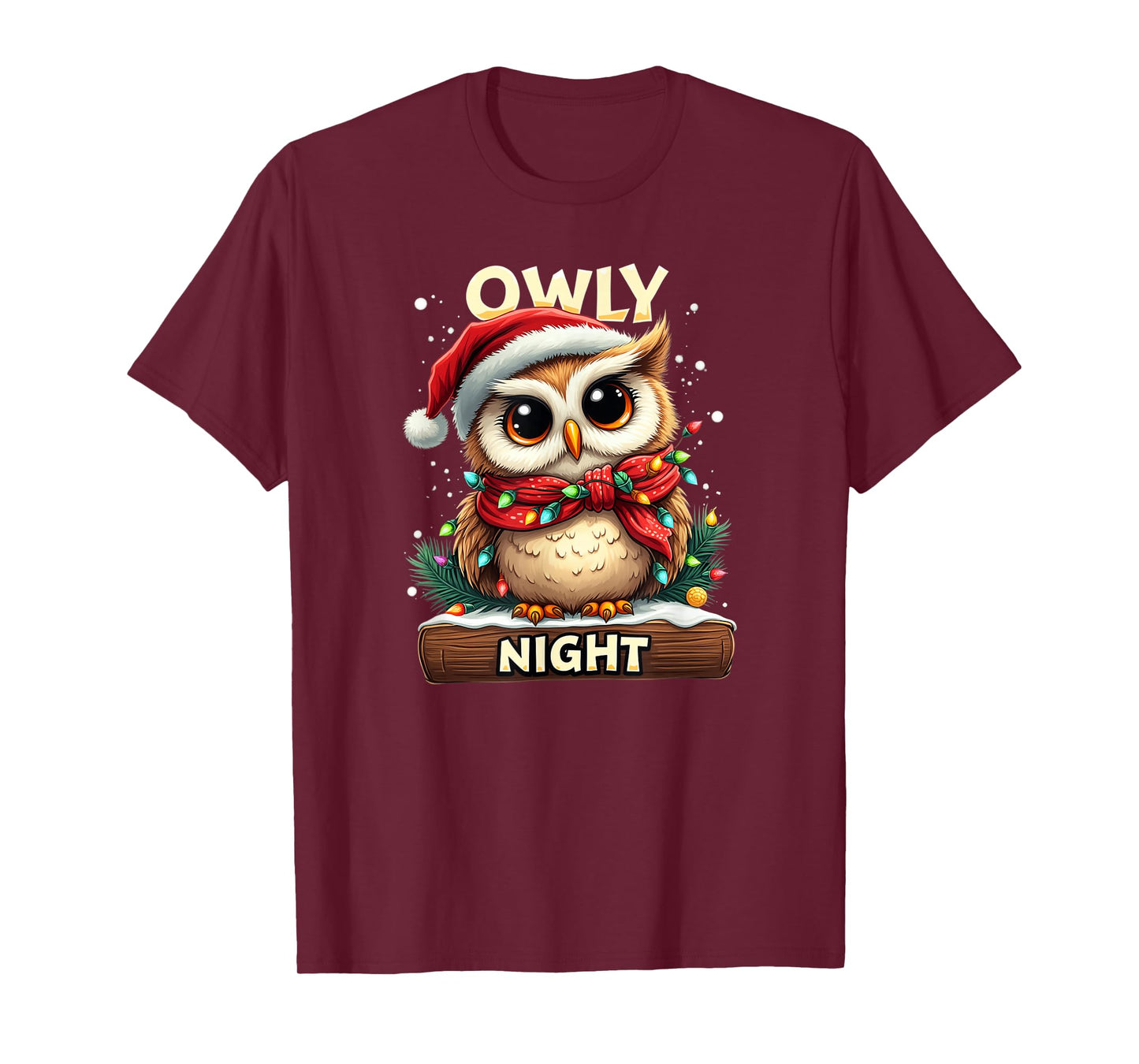 Owly Night Christmas Owl Snowflakes Bible Christian Religion T-Shirt
