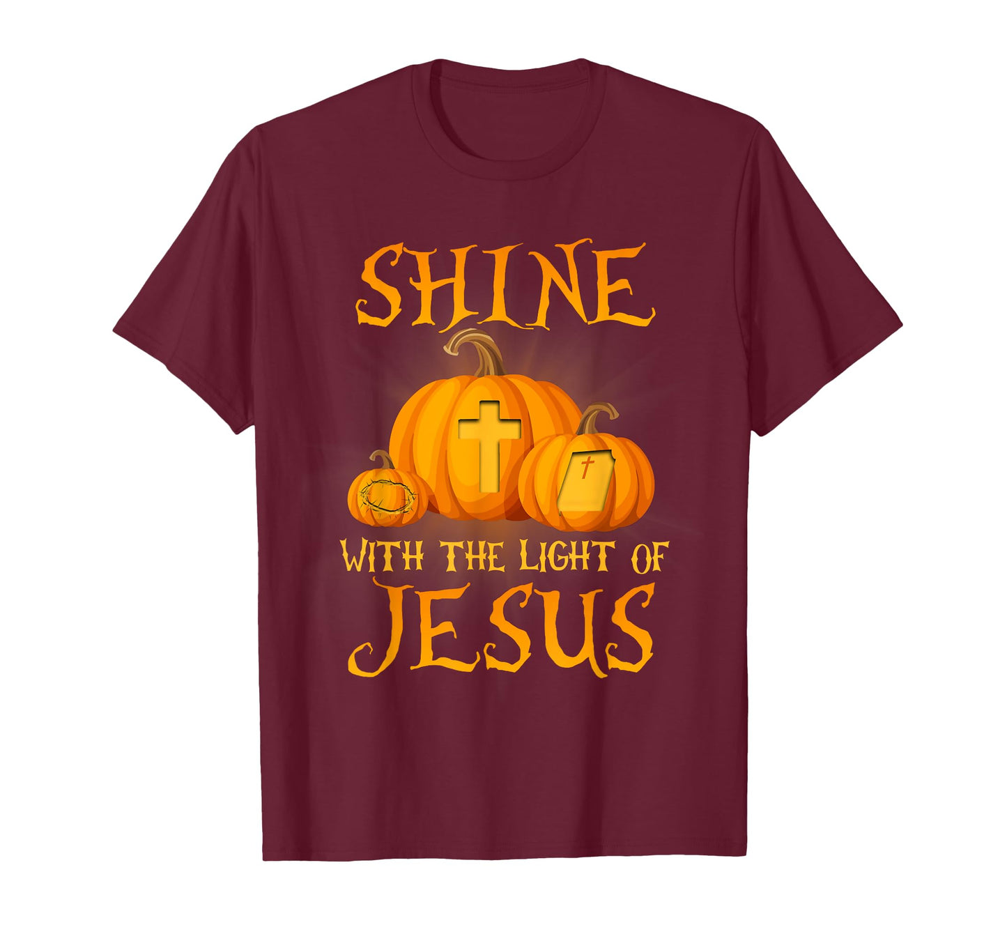 Shine With The Light Of Jesus Christian Halloween Pumpkin T-Shirt