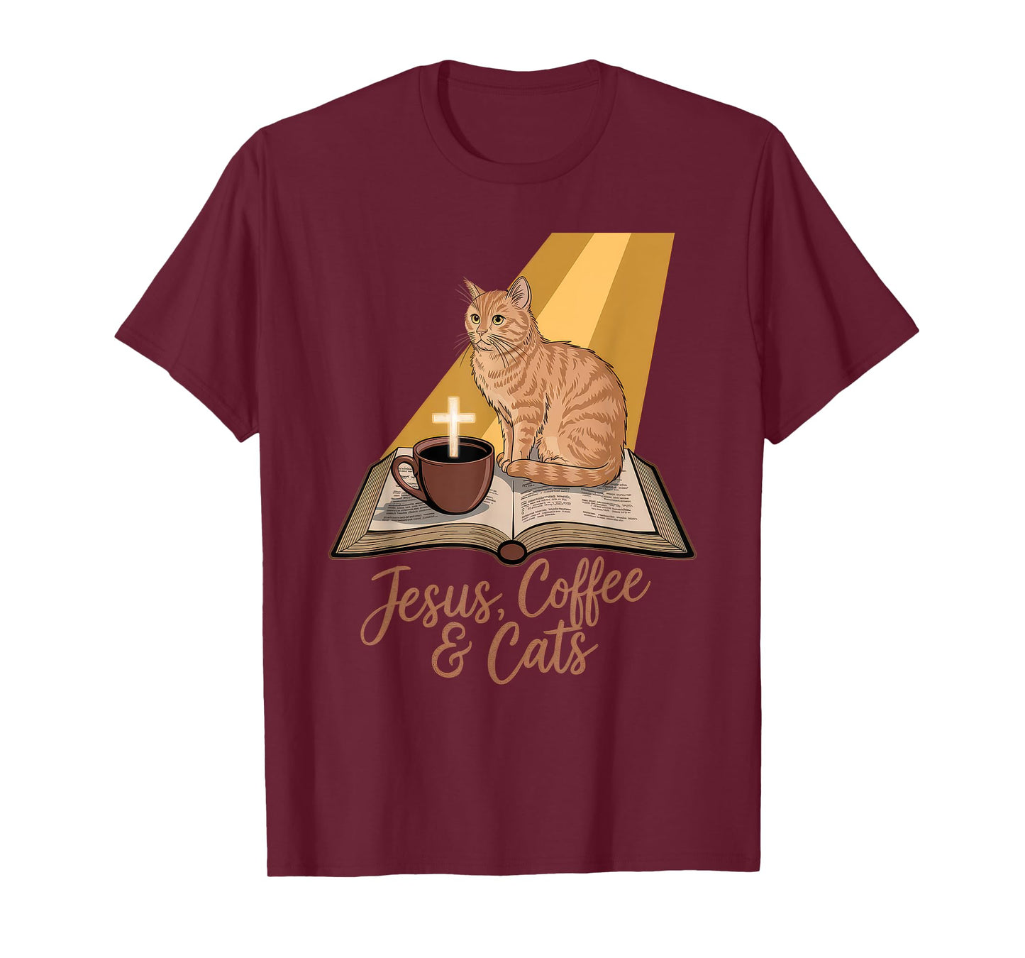 Jesus Coffee Cats Funny Cute Design Jesus Lovers Christian T-Shirt