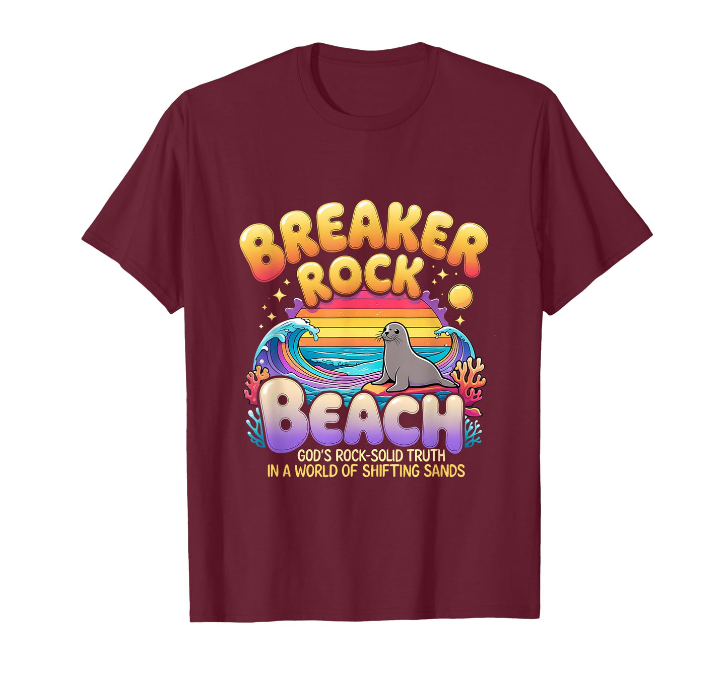 Retro VBS 2025 Beach God's Solid Beach Breaker Rock Camp T-Shirt