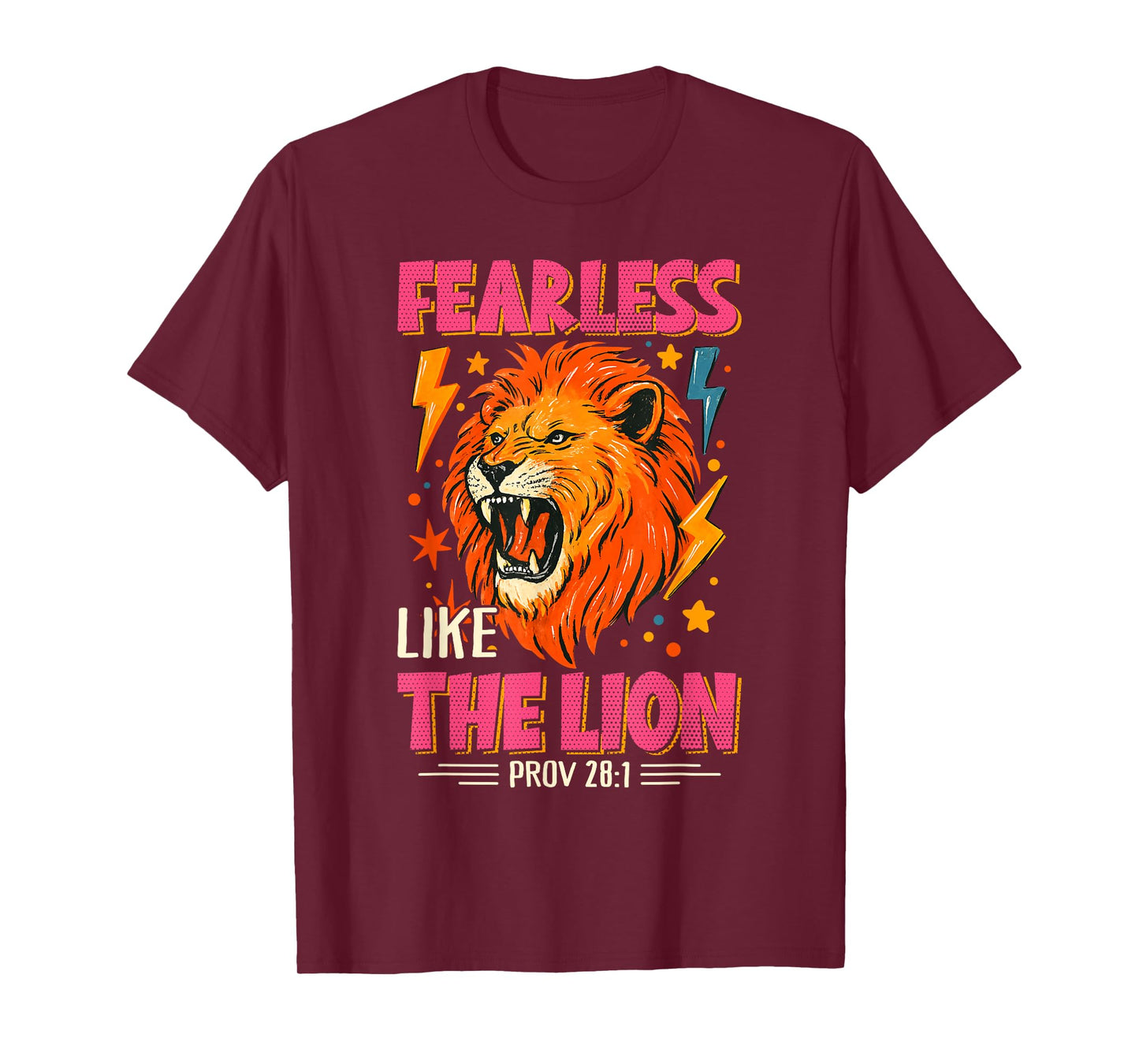 Fearless Like The Lion Christian Bible Verse Funny Sayings T-Shirt