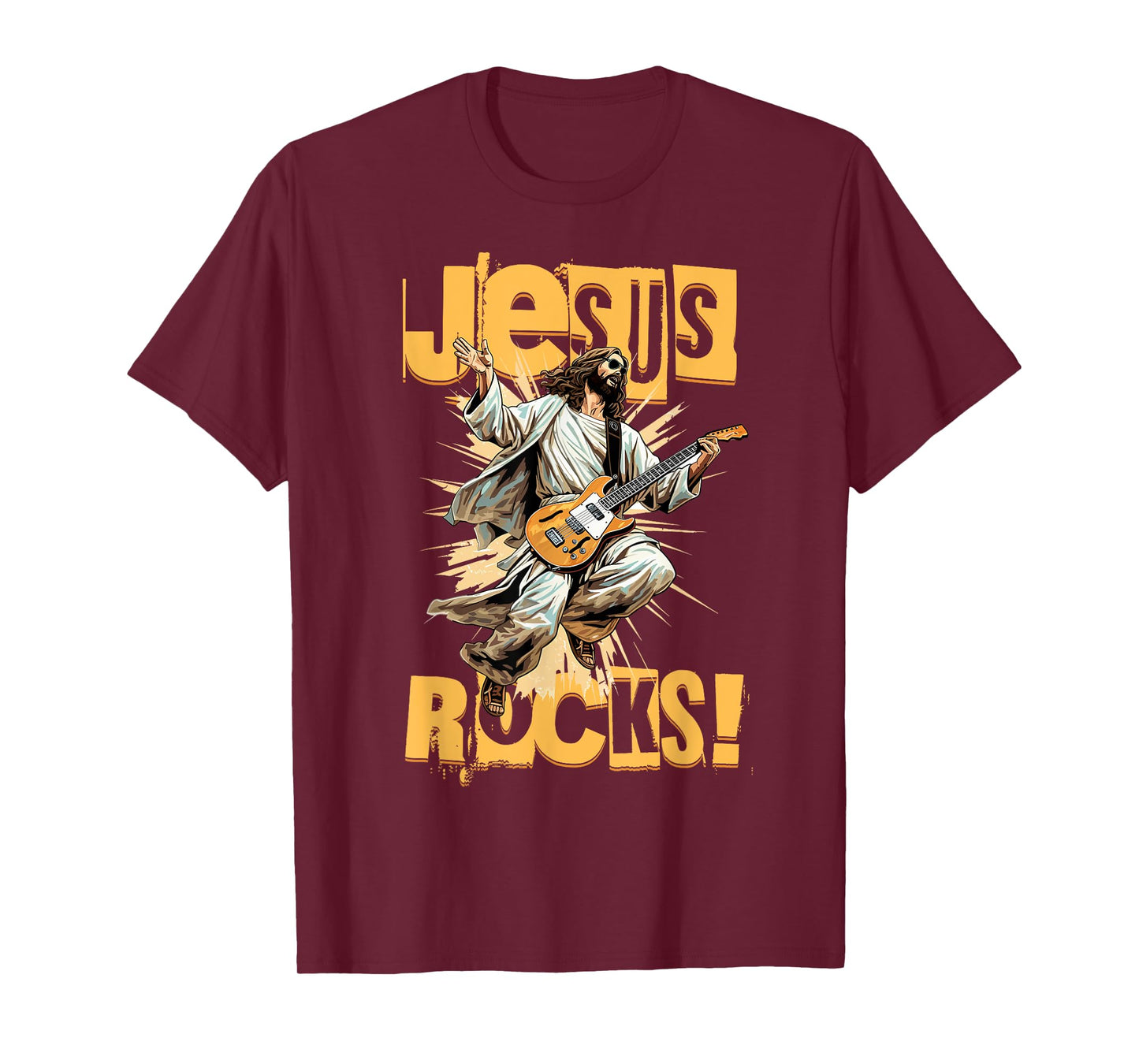 Church and Jesus Is My Jam Funny Jesus Rocks! Guitar Playing Jesus Christ T-Shirt