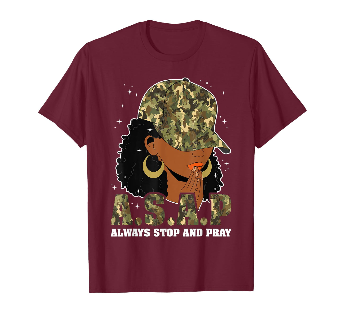 Always Stop And Pray Black Woman Afro Christian Sayings T-Shirt