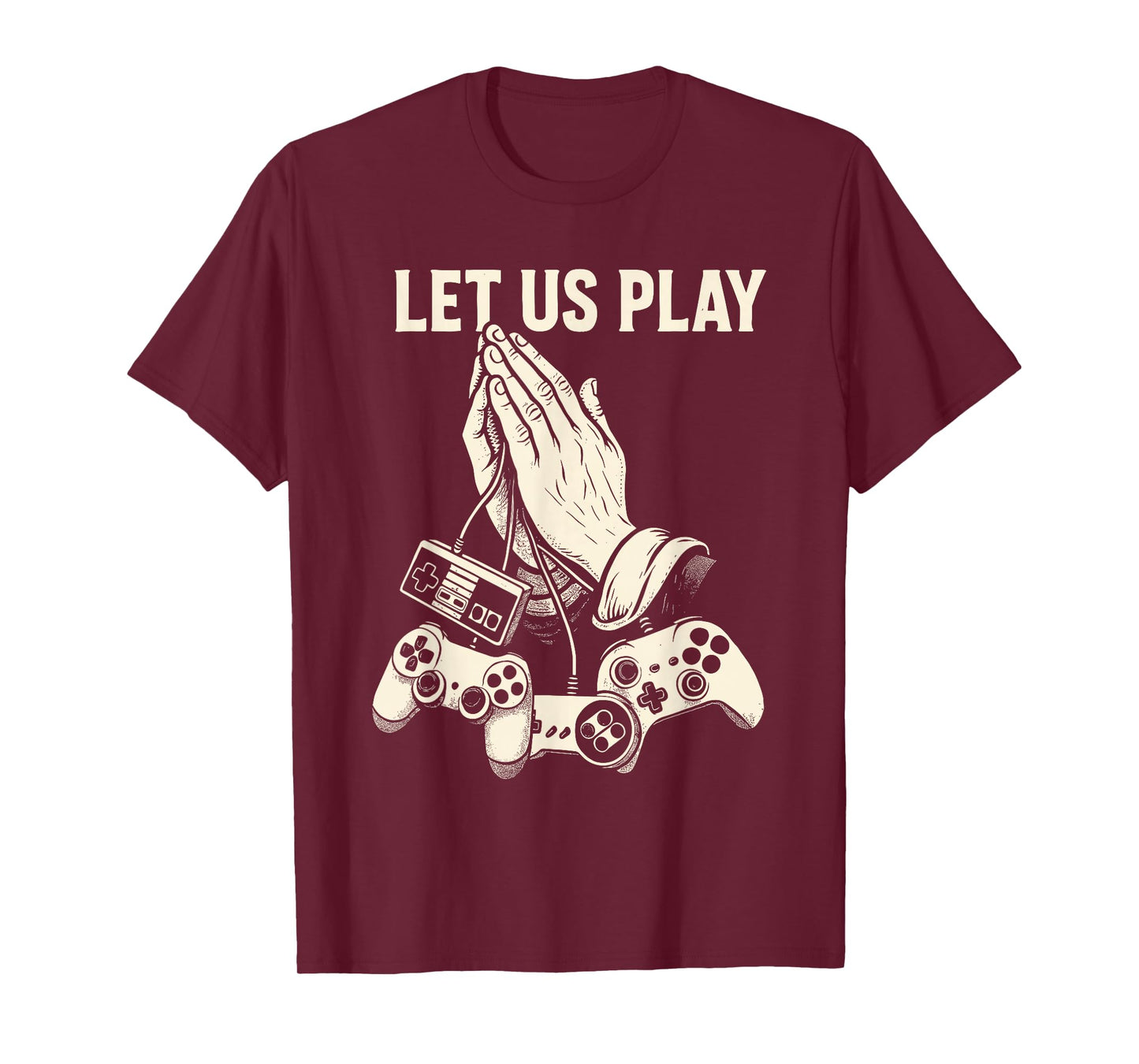 Funny Gamer Pun Praying Hands Video Game Humor Retro Console T-Shirt