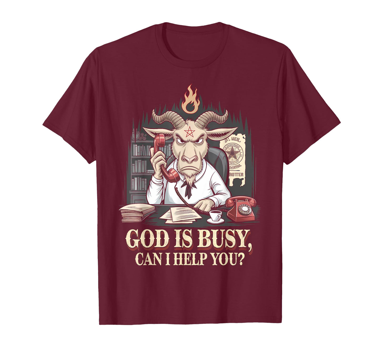 Satanic Goat Office Demon Occult Funny Sarcastic T-Shirt