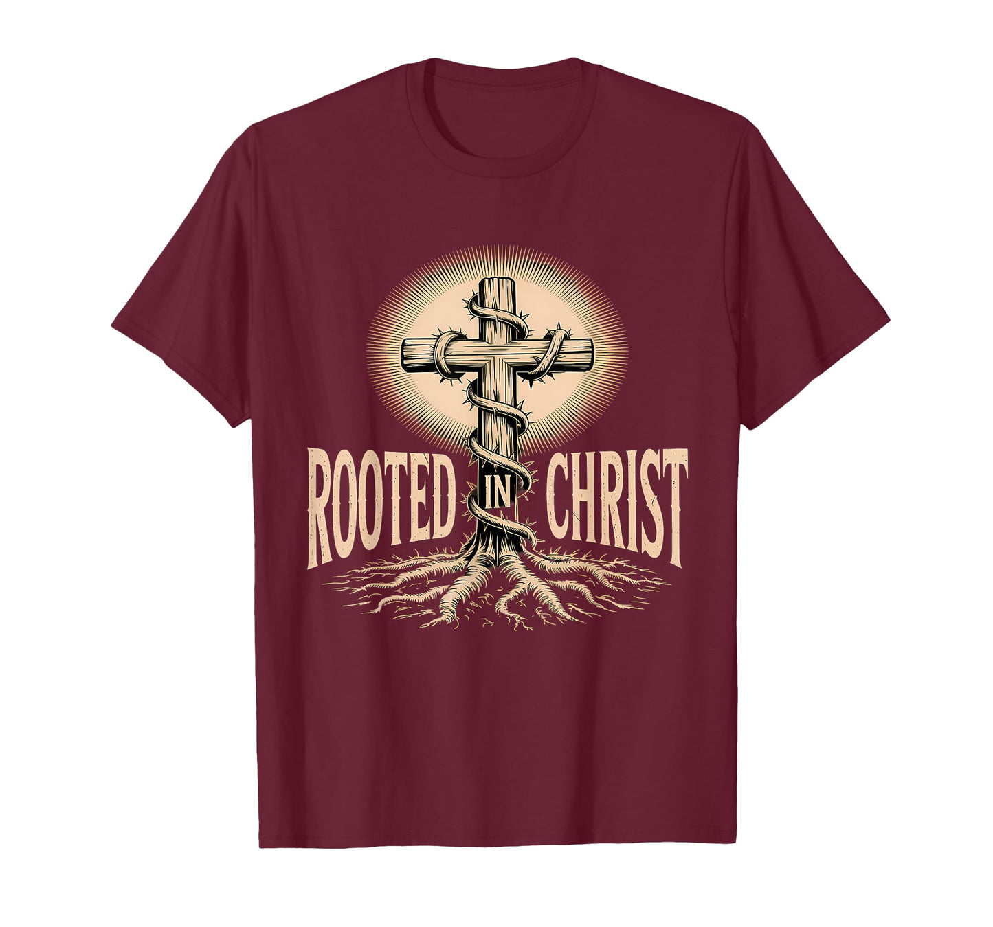 Rooted in Christ Christian Faith Jesus Cross T-Shirt