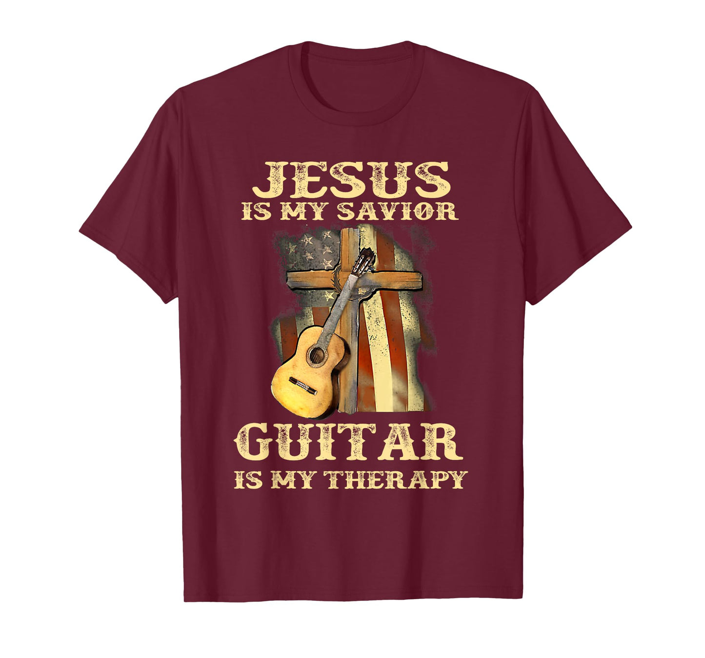 Jesus Is My Savior Guitar Is My Therapy Funny Christian T-Shirt