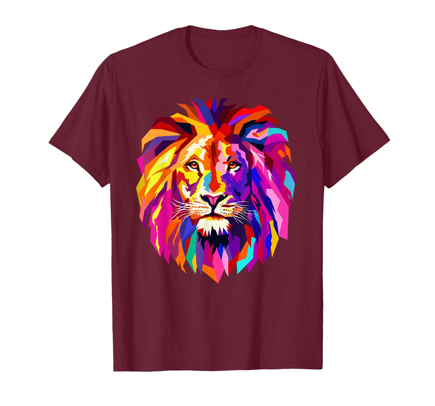 Cool Lion Head Design with Bright Colorful T-Shirt