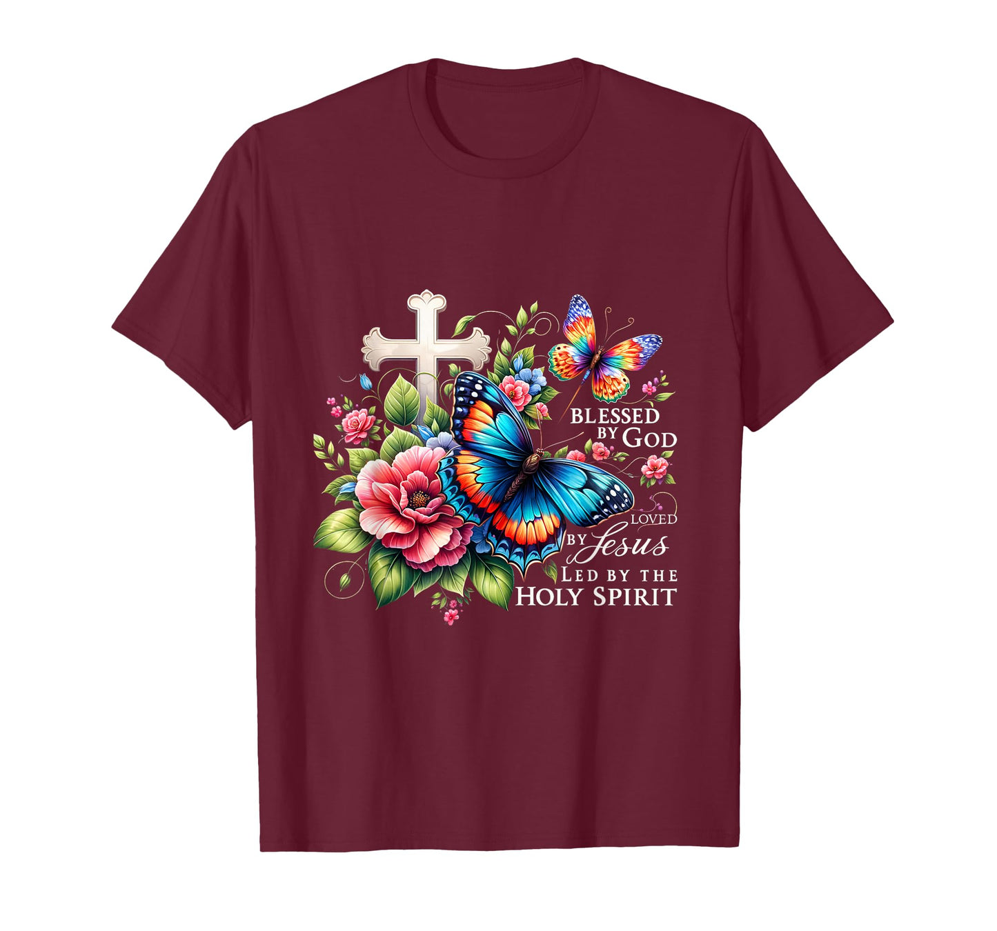 Blessed by God Loved by Jesus Happy Easter Day Butterfly T-Shirt