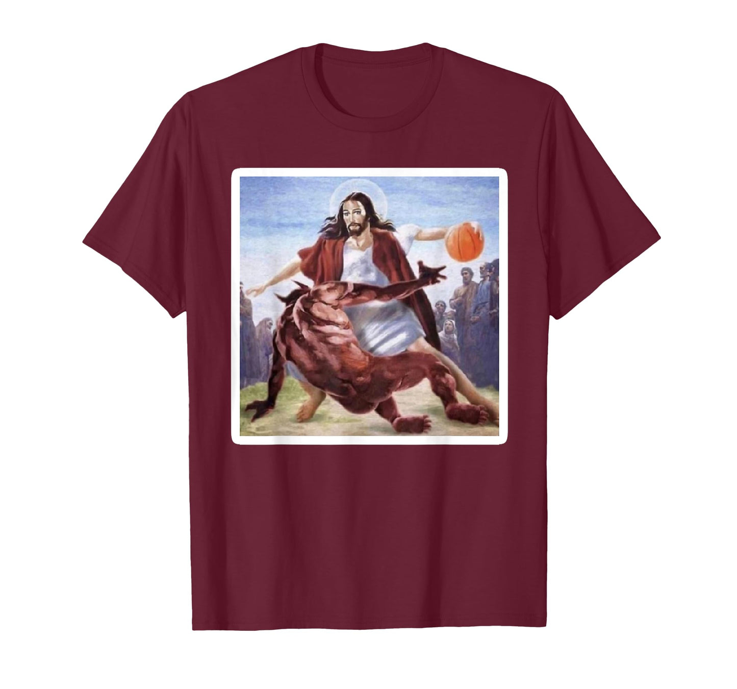 Jesus Crossing Up Satan Basketball T-Shirt