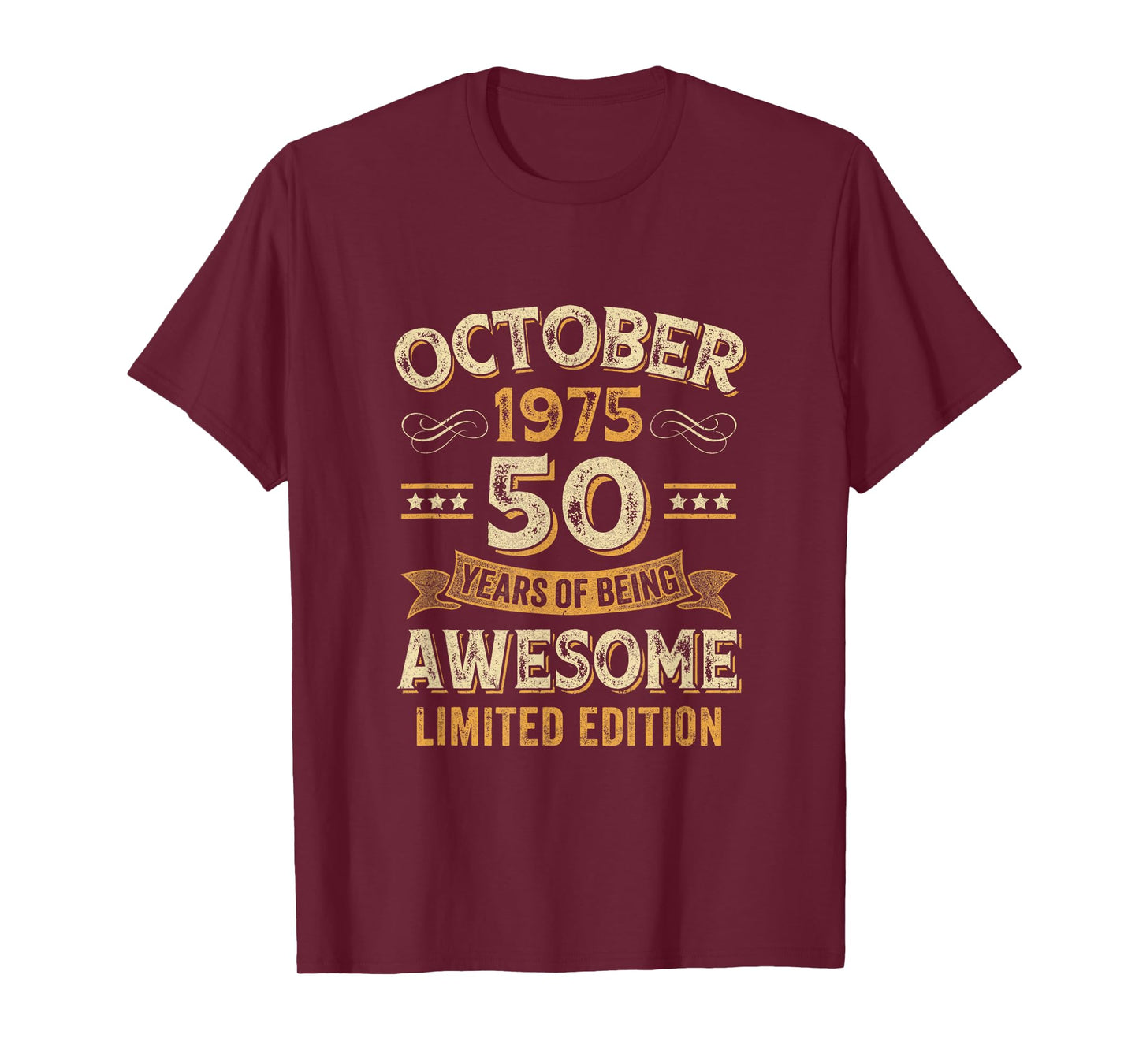 50 Years Awesome Vintage October 1975 50Th Birthday T-Shirt