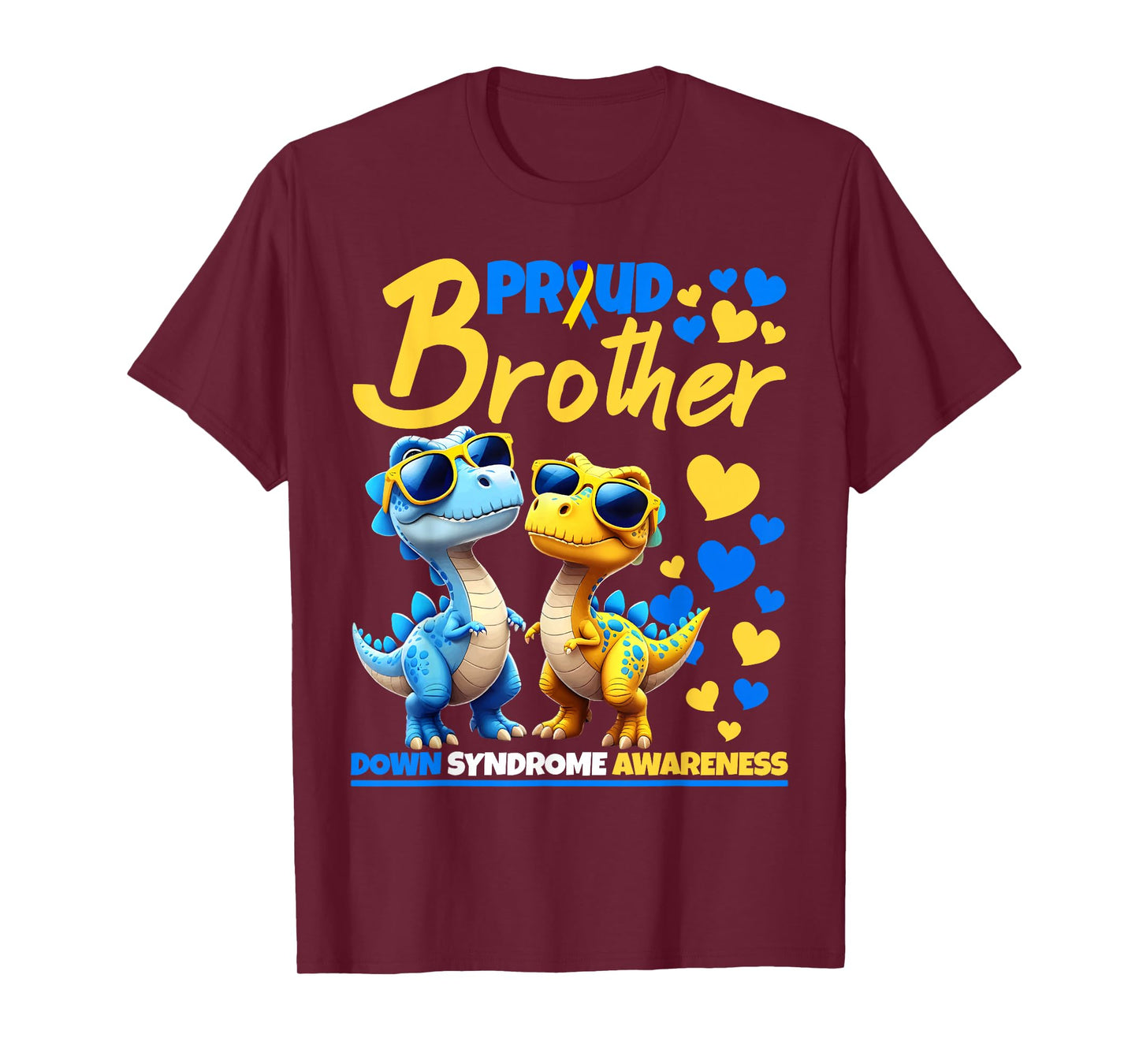 Proud Brother World Down Syndrome Awareness Dinosaur T21 T-Shirt