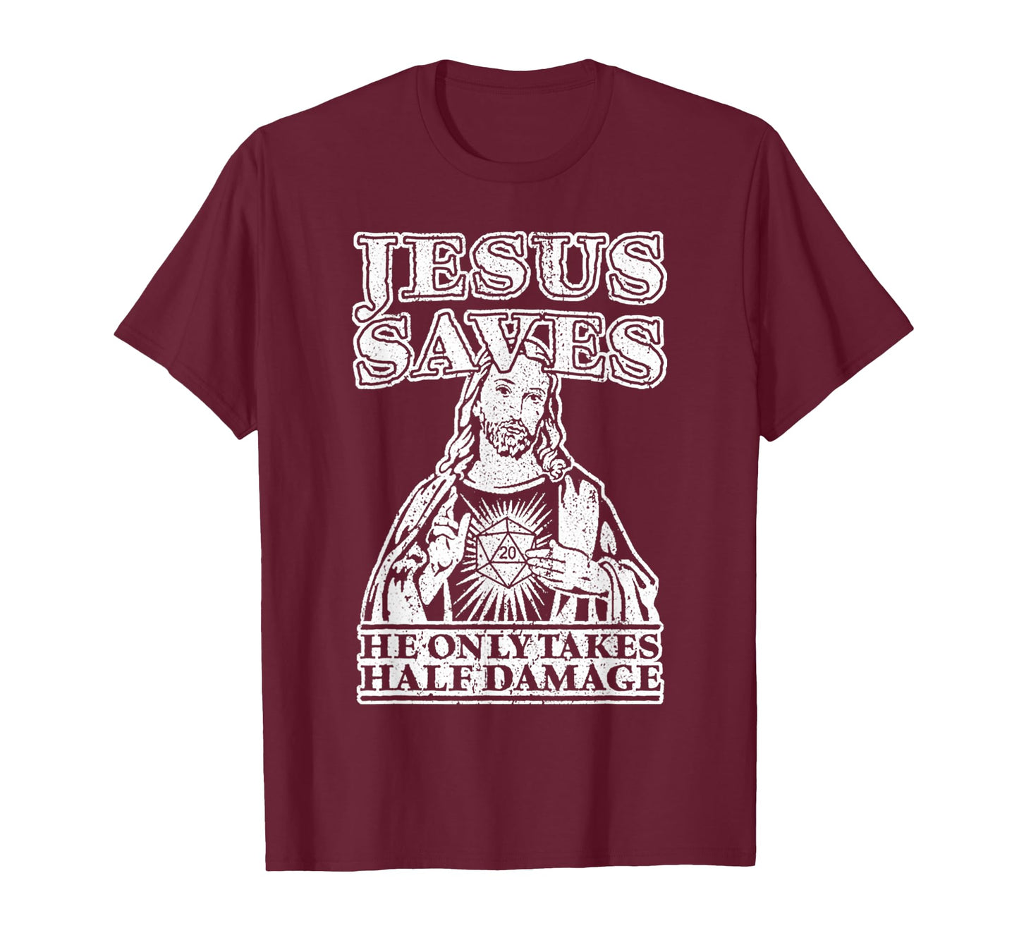 Vintage Funny Jesus Saves He Only Takes Half Damage Faith T-Shirt