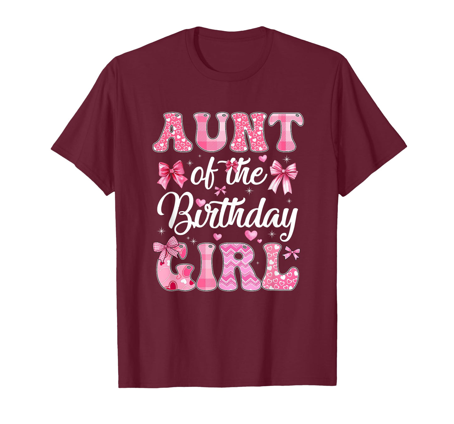 Aunt Of The Birthday Girl Family Pink Coquette Bow T-Shirt
