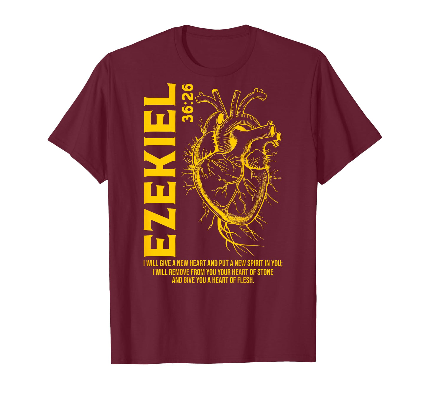 Vintage Ezekiel 36-26 Heart of Flesh Bible Verse Christian T-Shirt