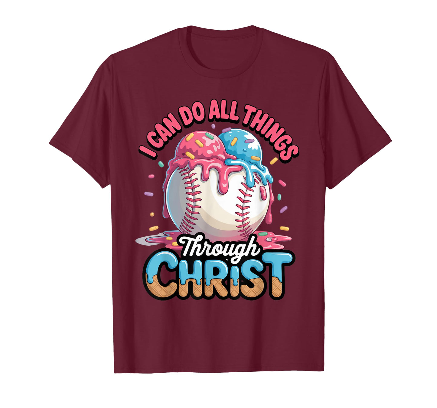 Ice Cream Drip Baseball Stuff Philippians 4:13 Jesus Boys T-Shirt