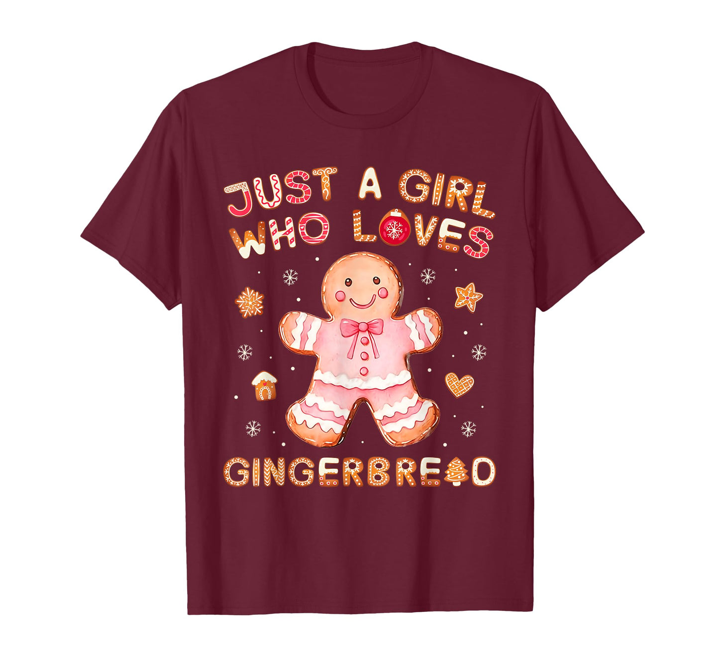 Just A Girl Who Loves Gingerbread Man Funny Christmas Womens T-Shirt