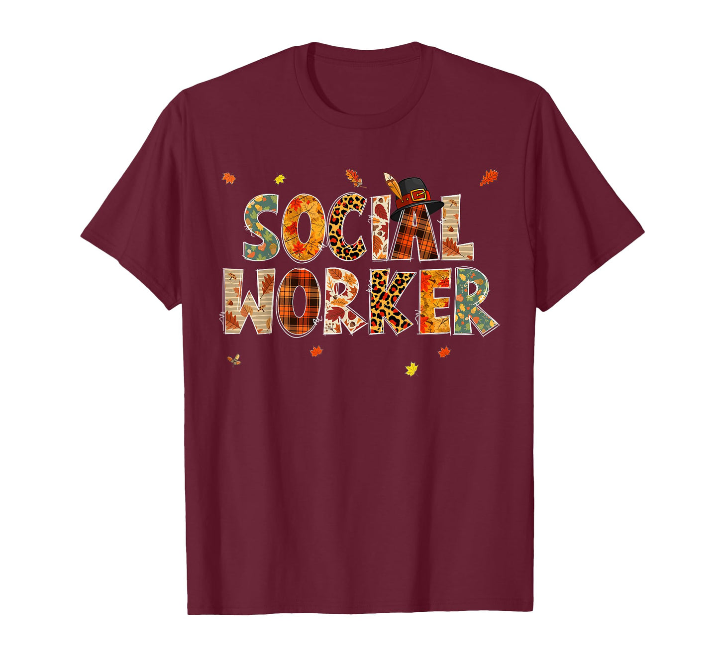 Funny Social Worker Pumpkin Autumn Tree Fall Leaves T-Shirt