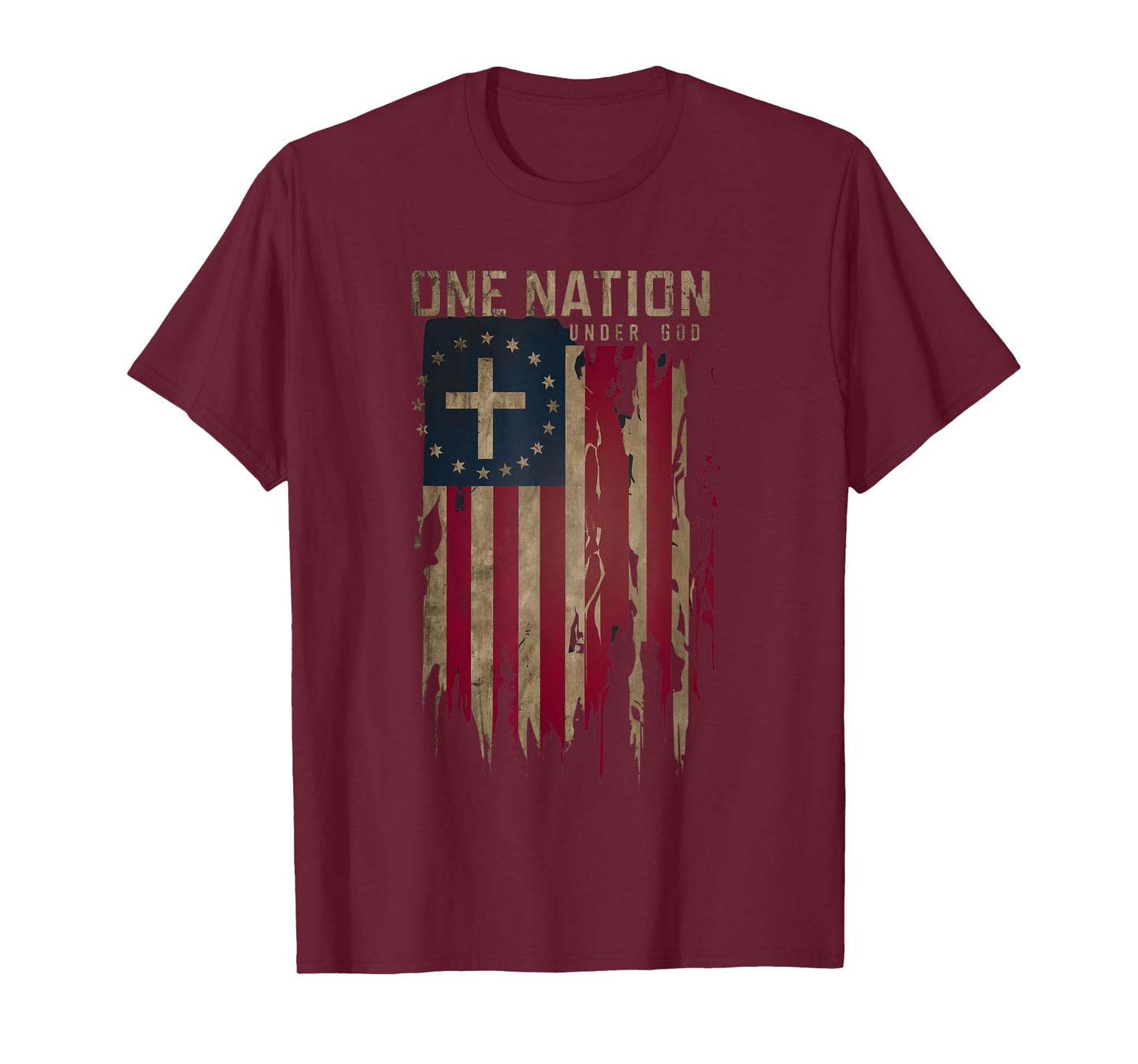 One Nation Under God Patriotic American Flag T-Shirt for Women Men
