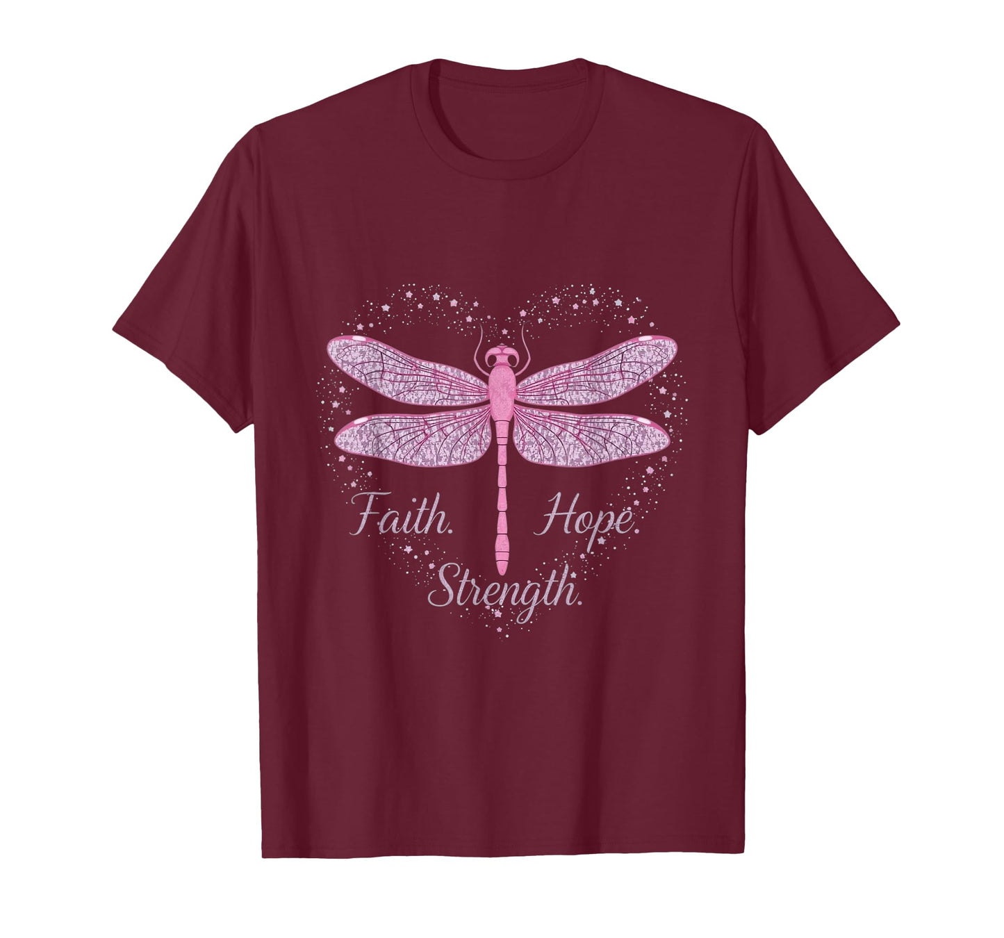 Breast Cancer Awareness Faith Hope Strength Pink Dragonfly T-Shirt