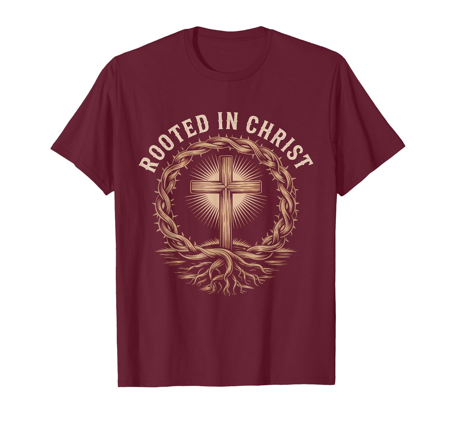 Rooted in Christ Christian Faith Jesus Cross T-Shirt