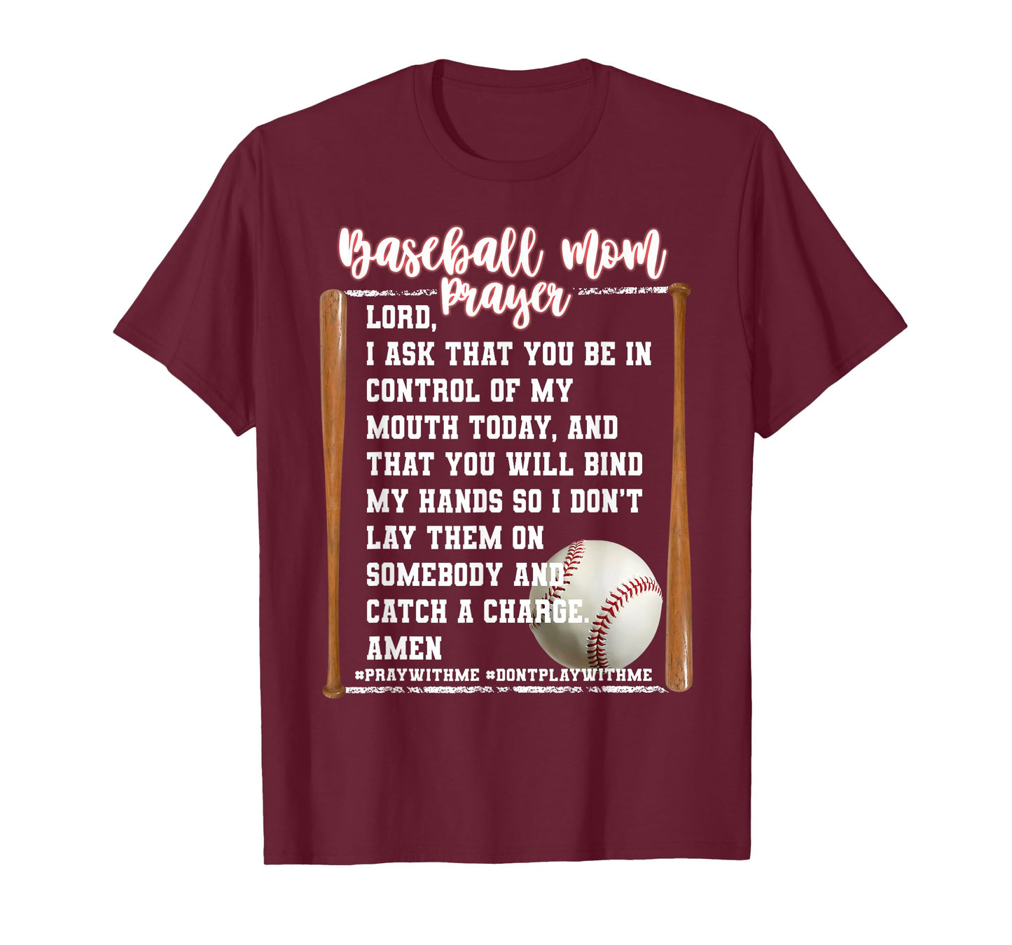 Baseball Mom Prayer Game Day Softbal Christian Religious T-Shirt