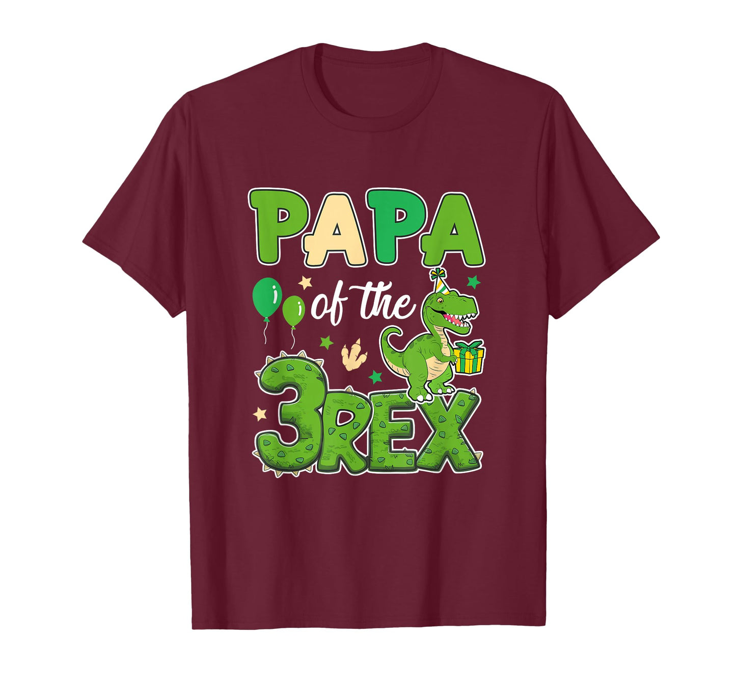 Papa Of The Three Rex Birthday Dinosaur Family Matching T-Shirt