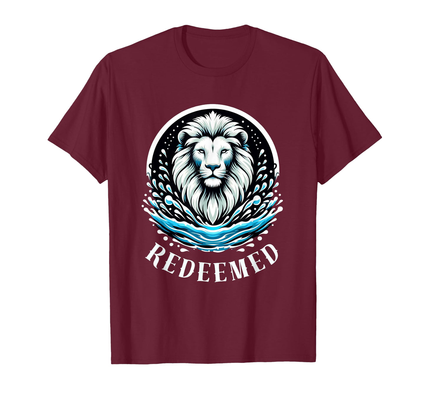 REDEEMED, LION Christian Men's Baptism T-Shirt