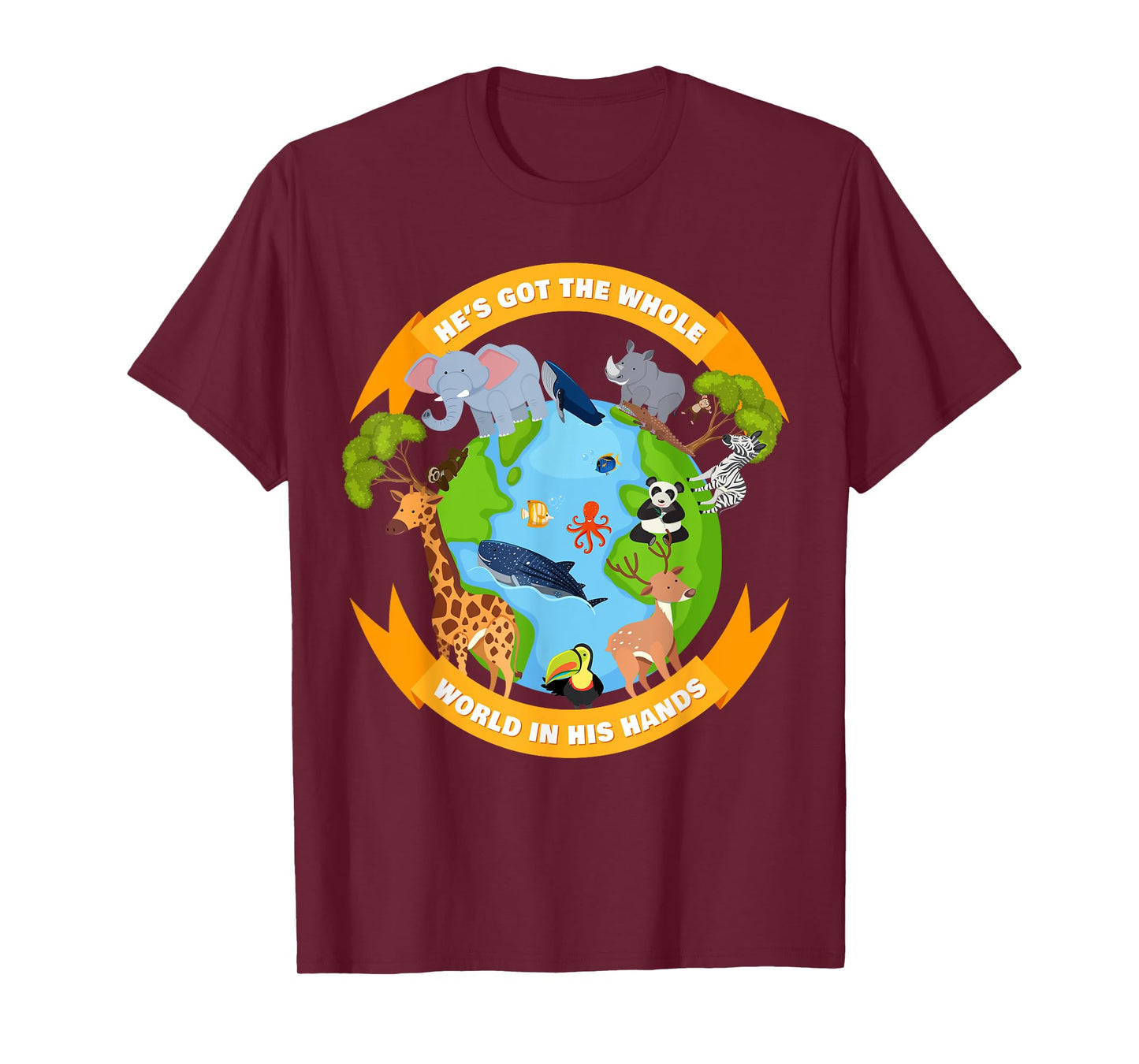 He's Got The Whole World in His Hands – Faith Kids Animals T-Shirt