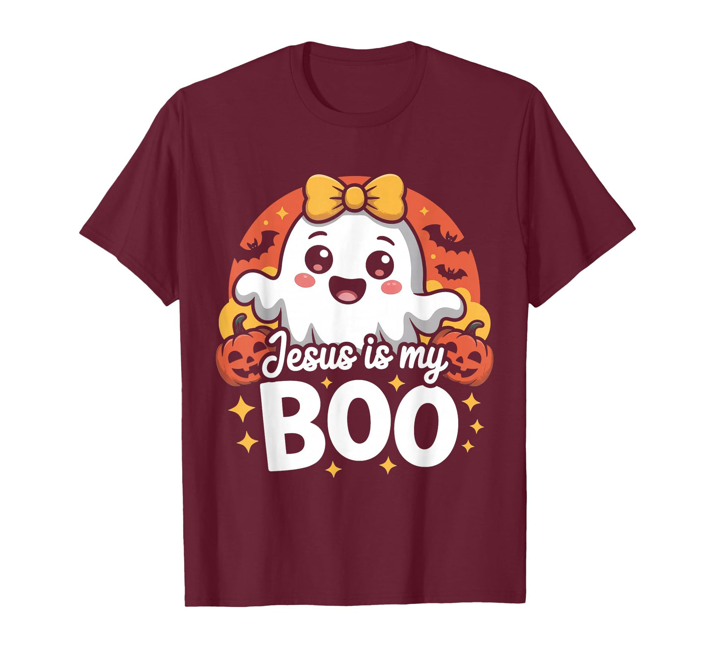 Jesus is My Boo Christian Halloween Ghost Bow Women Kids T-Shirt