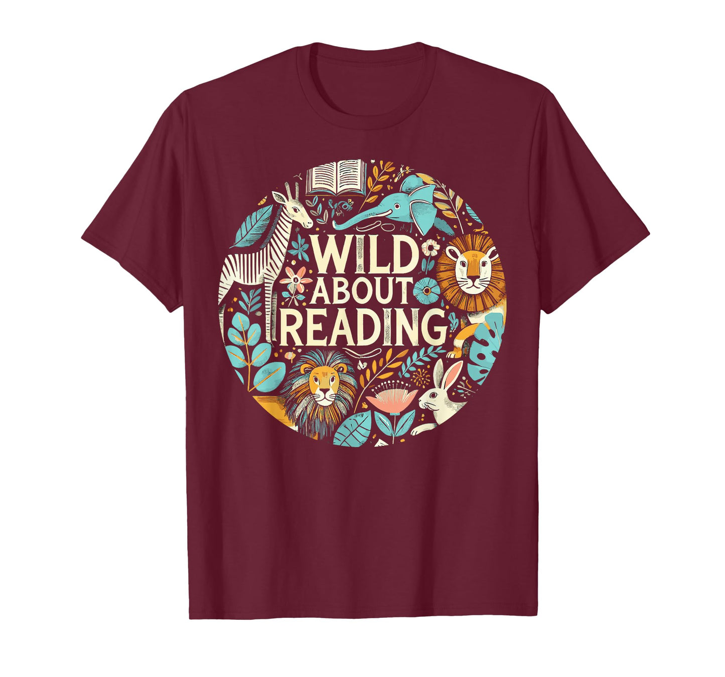 Wild About Reading Zoo Animals for Bookworm Book Reader T-Shirt