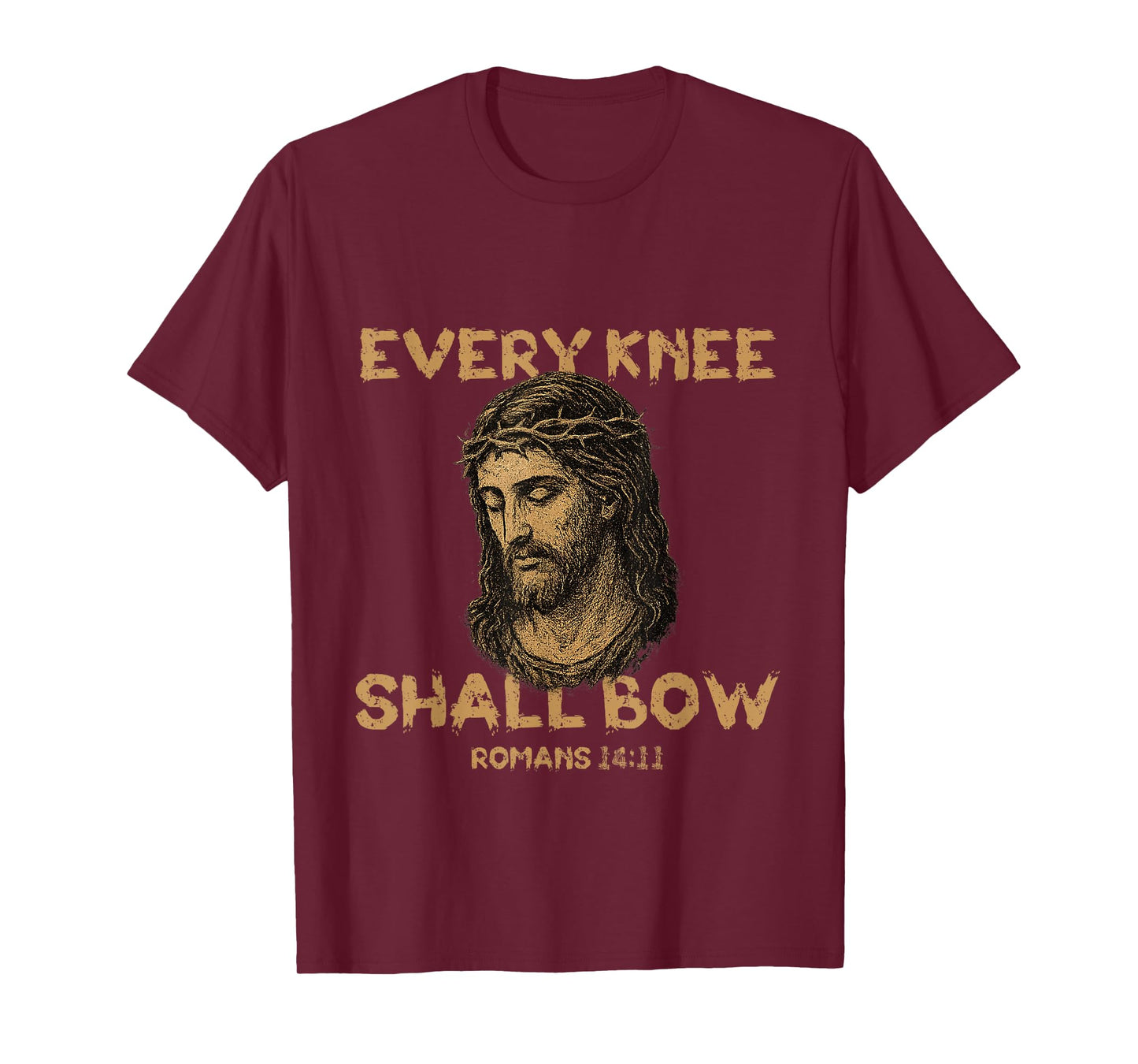 Every Knee Shall Bow Romans 14:11Jesus Christian Bible Verse T-Shirt