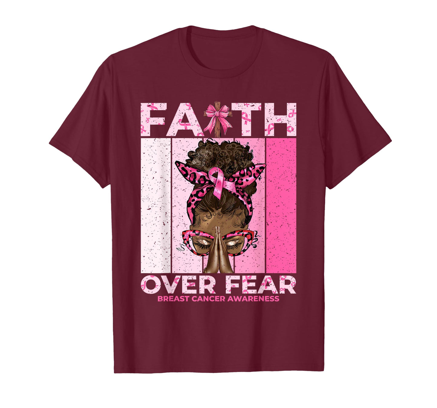 Faith Over Fear Pink Awareness Art T-Shirt