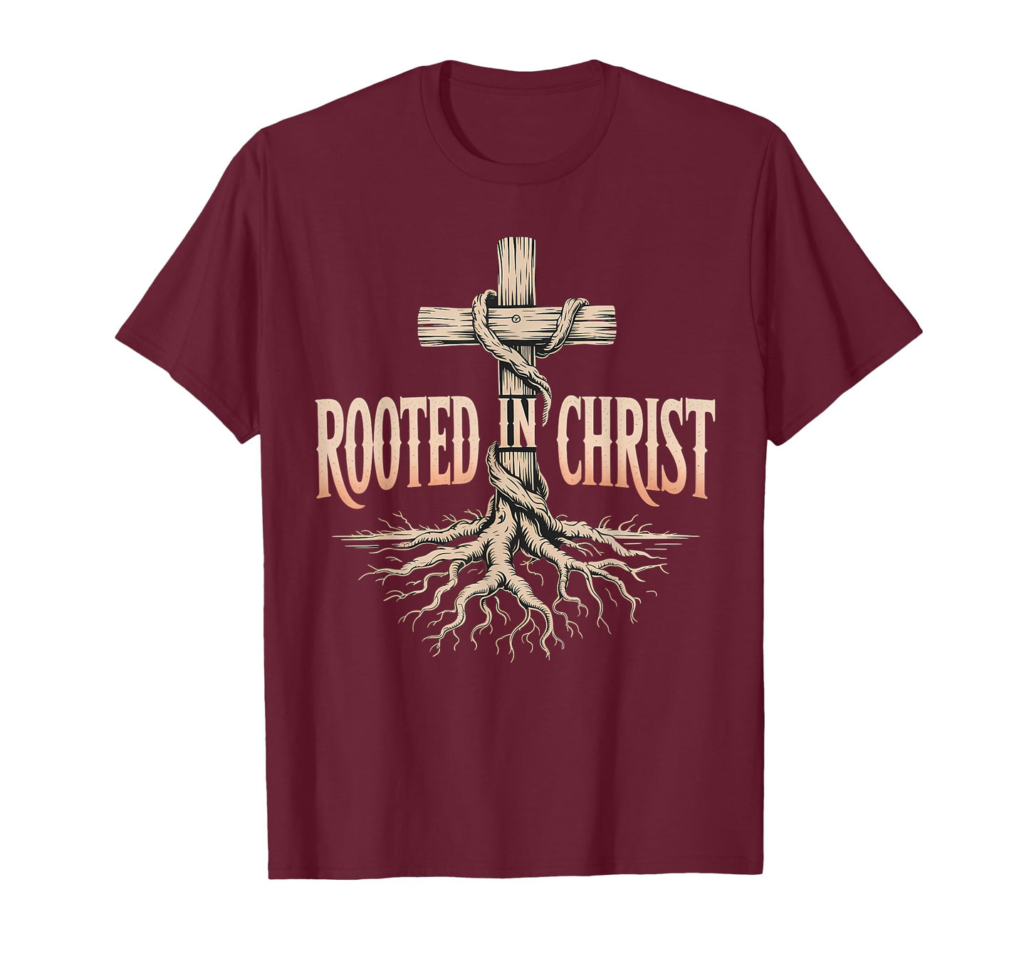 Rooted in Christ Jesus Christian Faith Cross T-Shirt