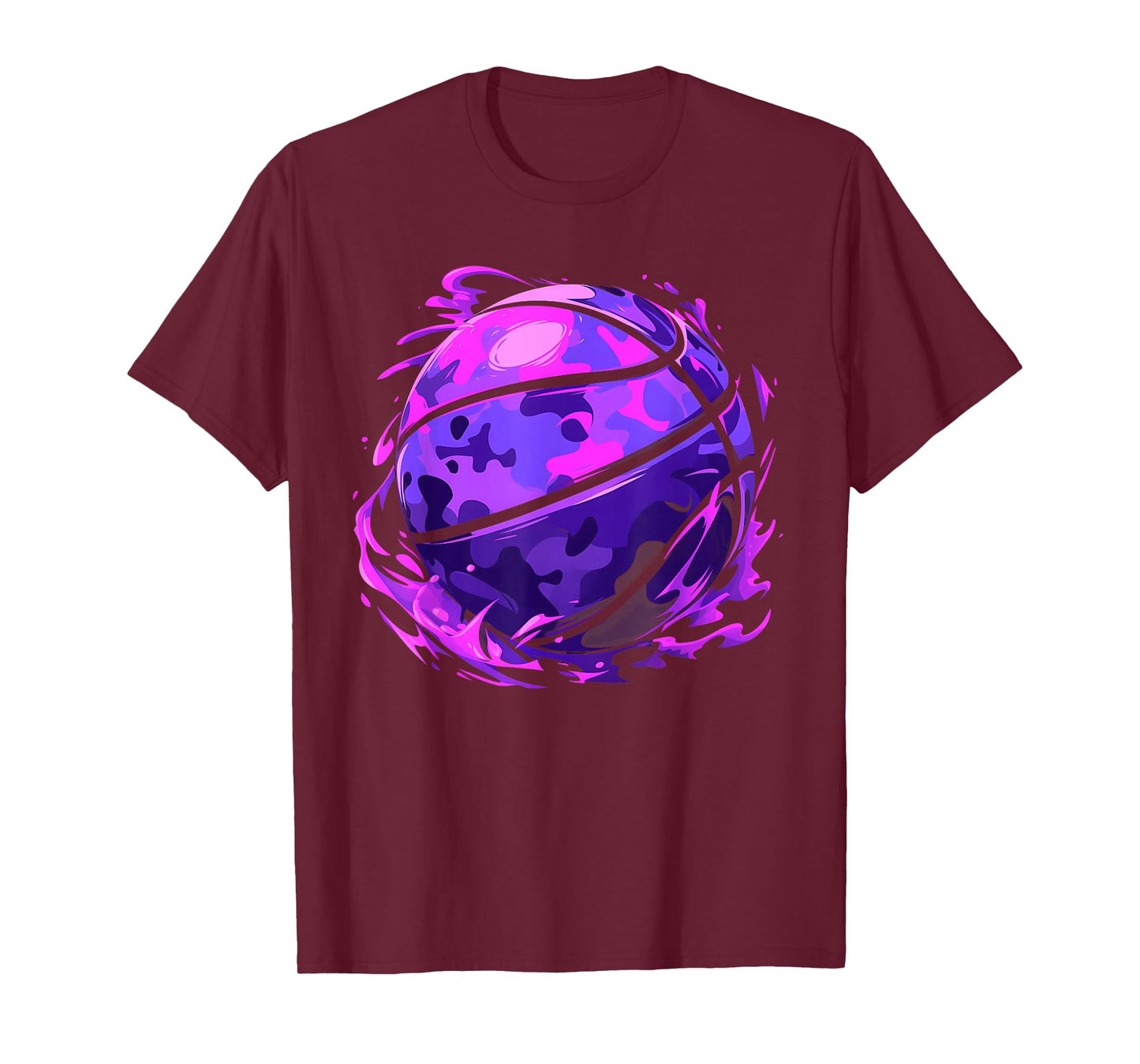 Purple Basketball Camouflage For Men Women Kids Youth Player T-Shirt