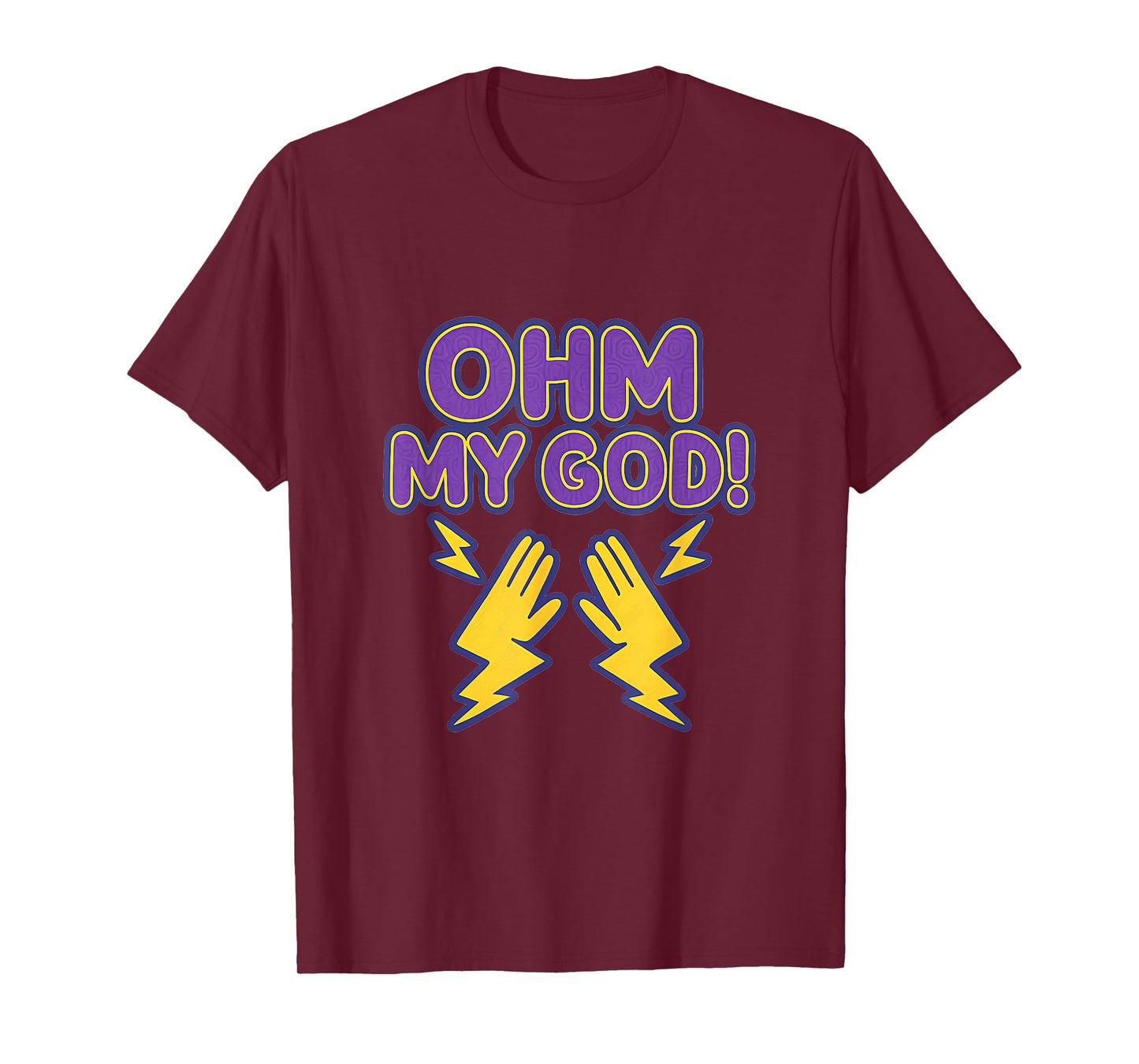 Ohm My God Electrician Humor Bubble Letter Graphic T-Shirt