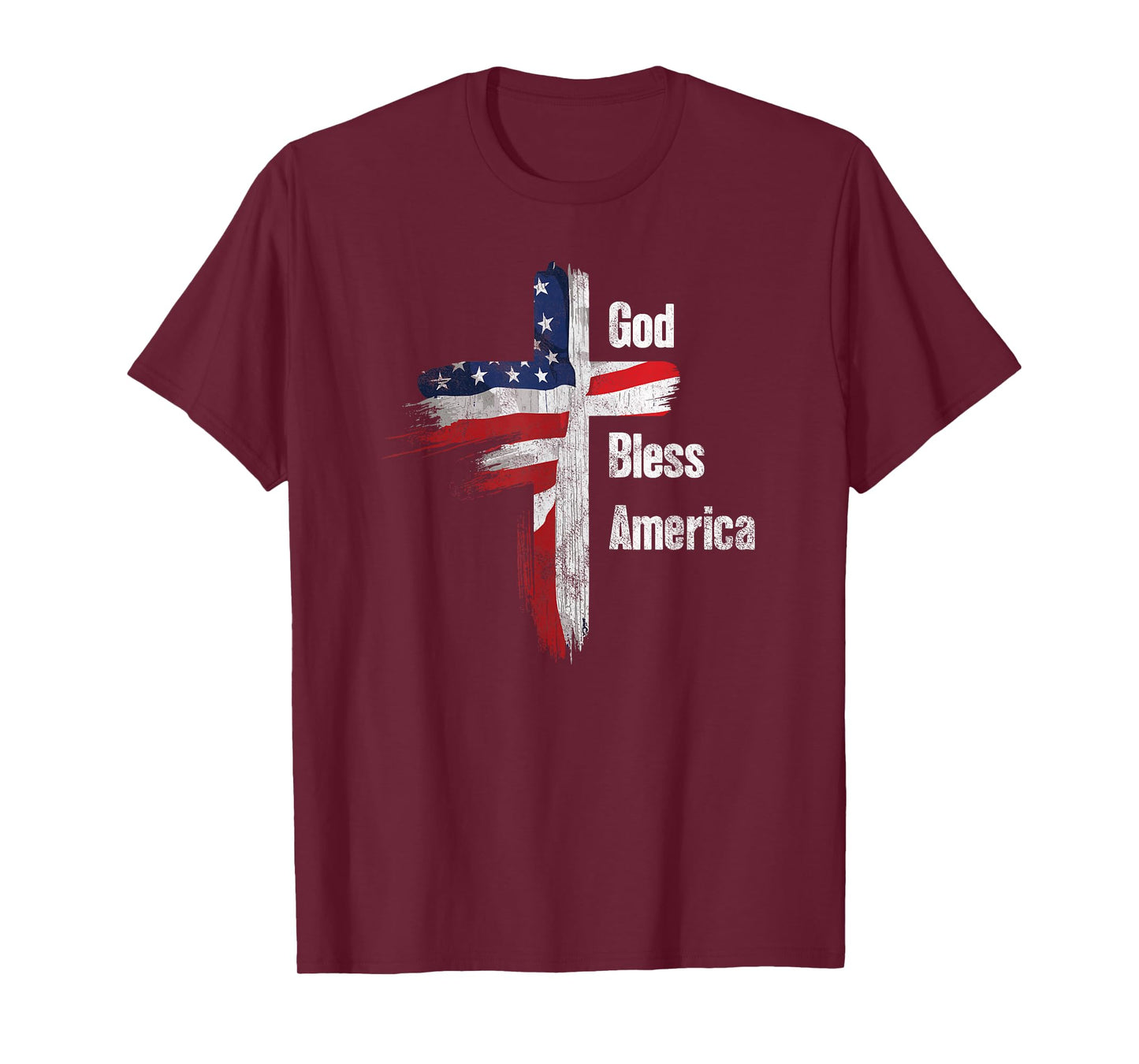 God Bless America 4th of July Christian Patriot USA Flag T-Shirt