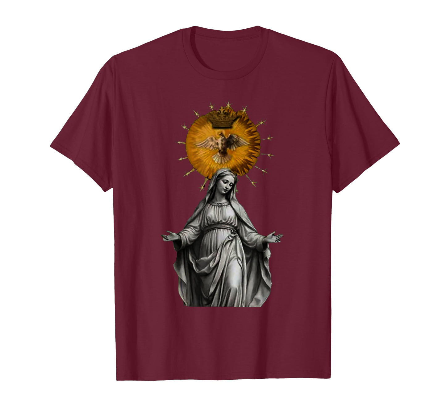 Holy Christ Mother Mary Theme Bird Dove Crown T-Shirt