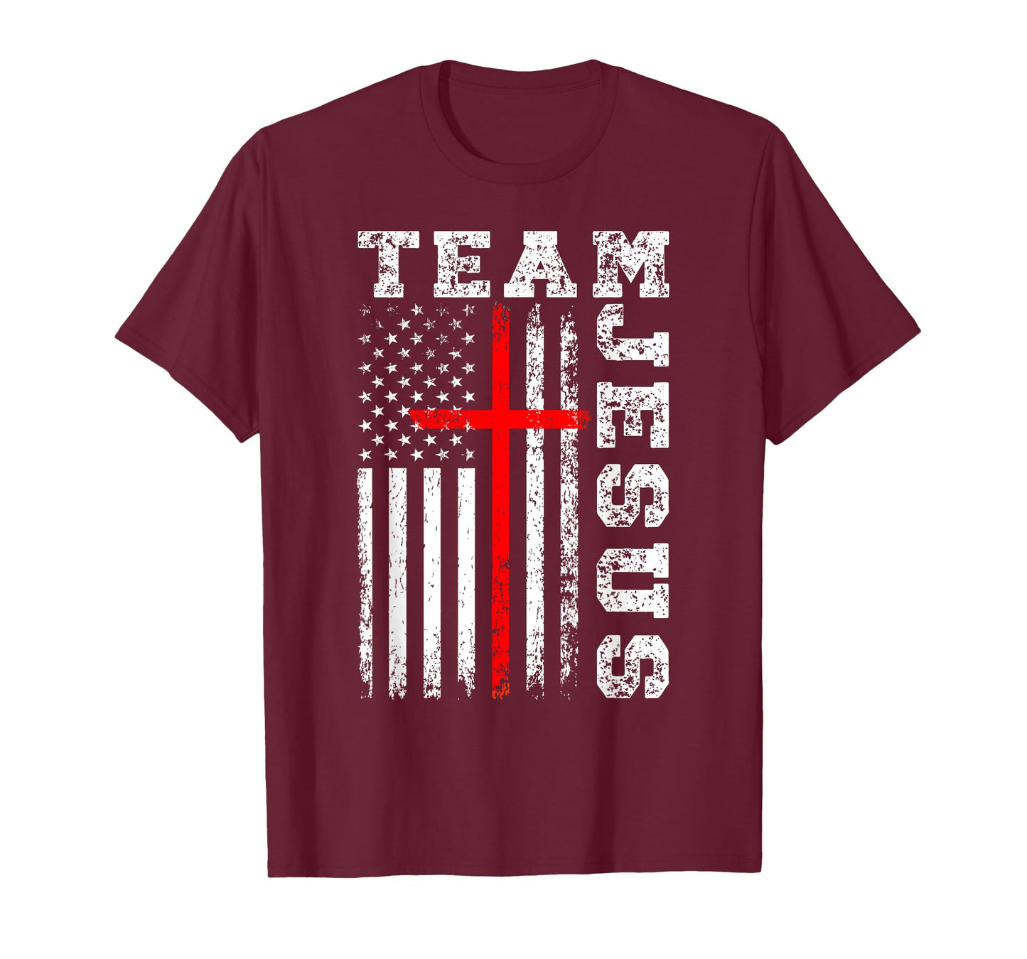 Team Jesus Cross And US Flag T-Shirt