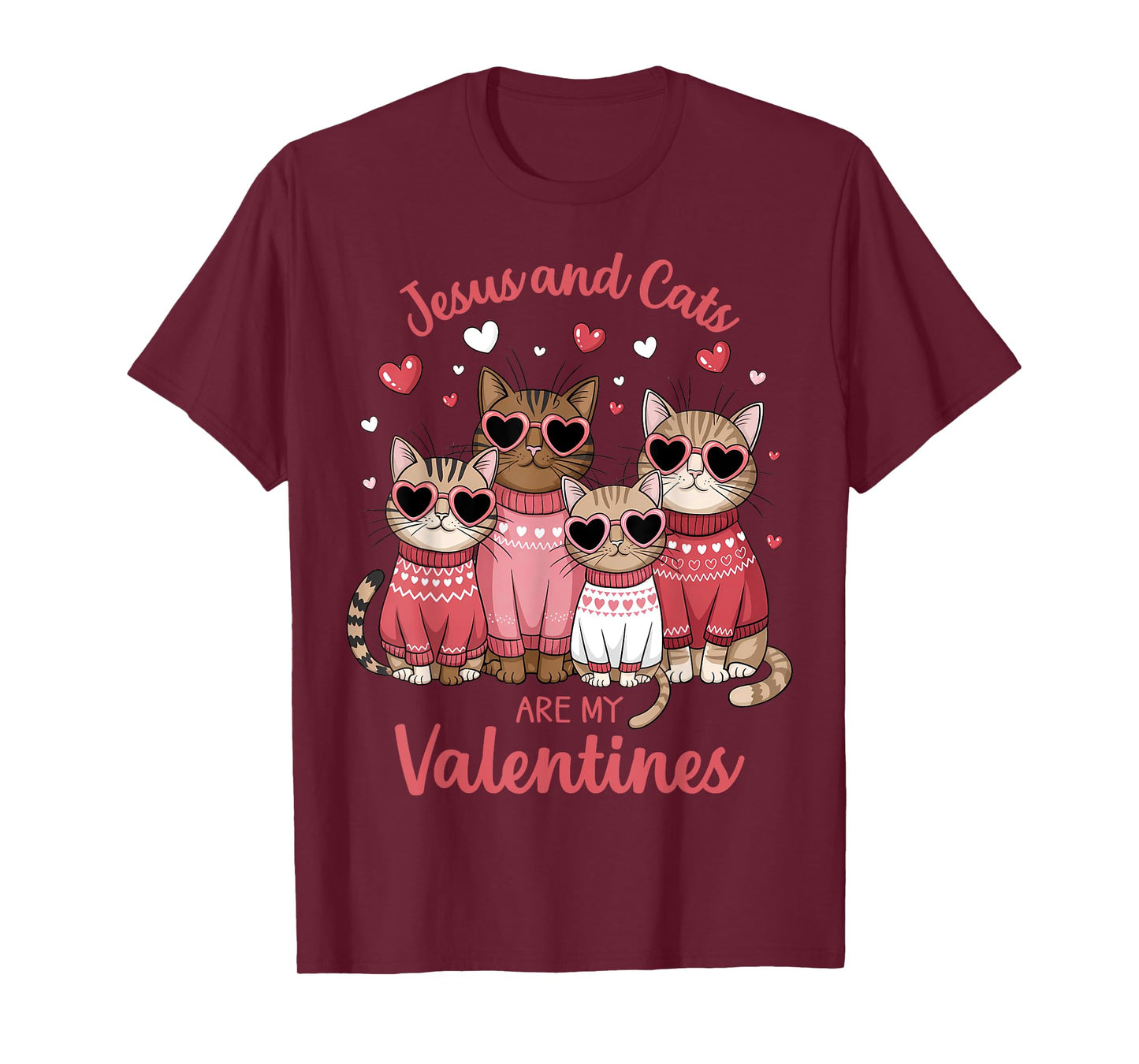 Christian Cat Lovers Valentine's day Jesus and Cats T-Shirt for Men Women Girls Kids