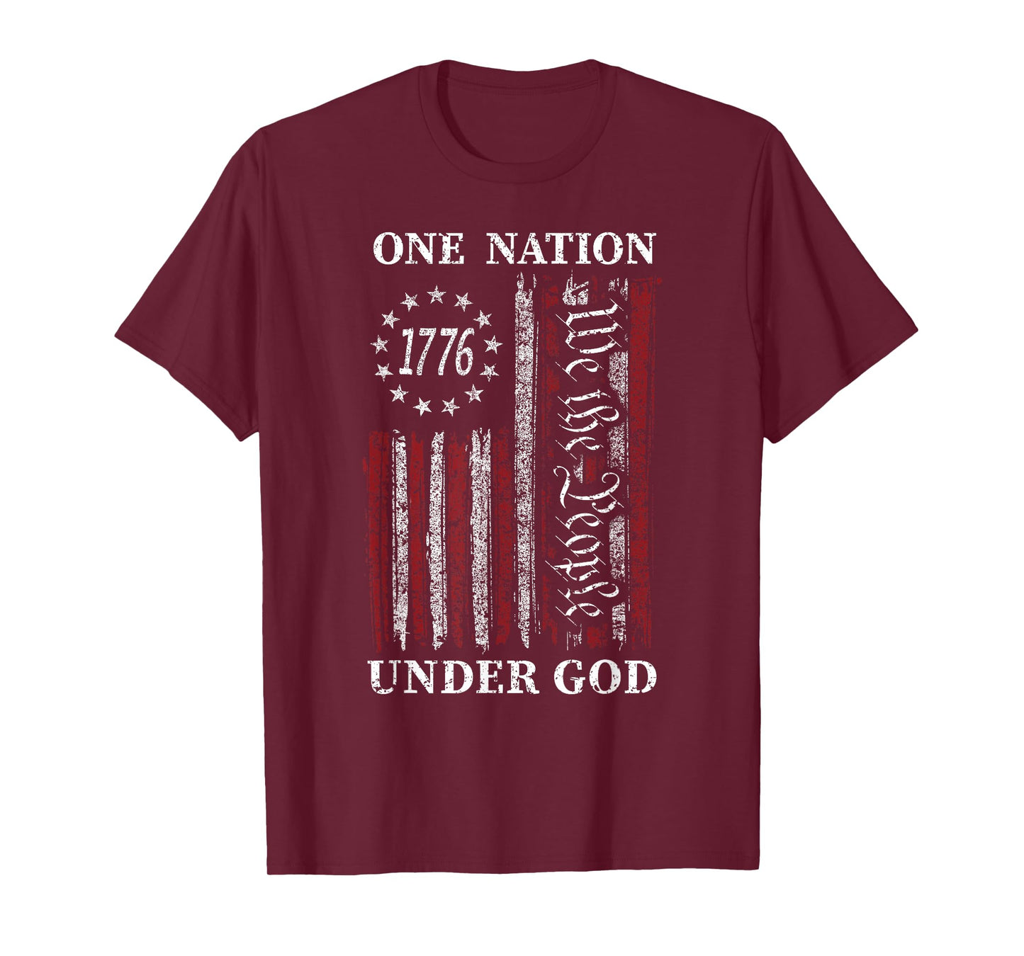 One Nation Under God Flag 4th Of July Patriotic Christian T-Shirt