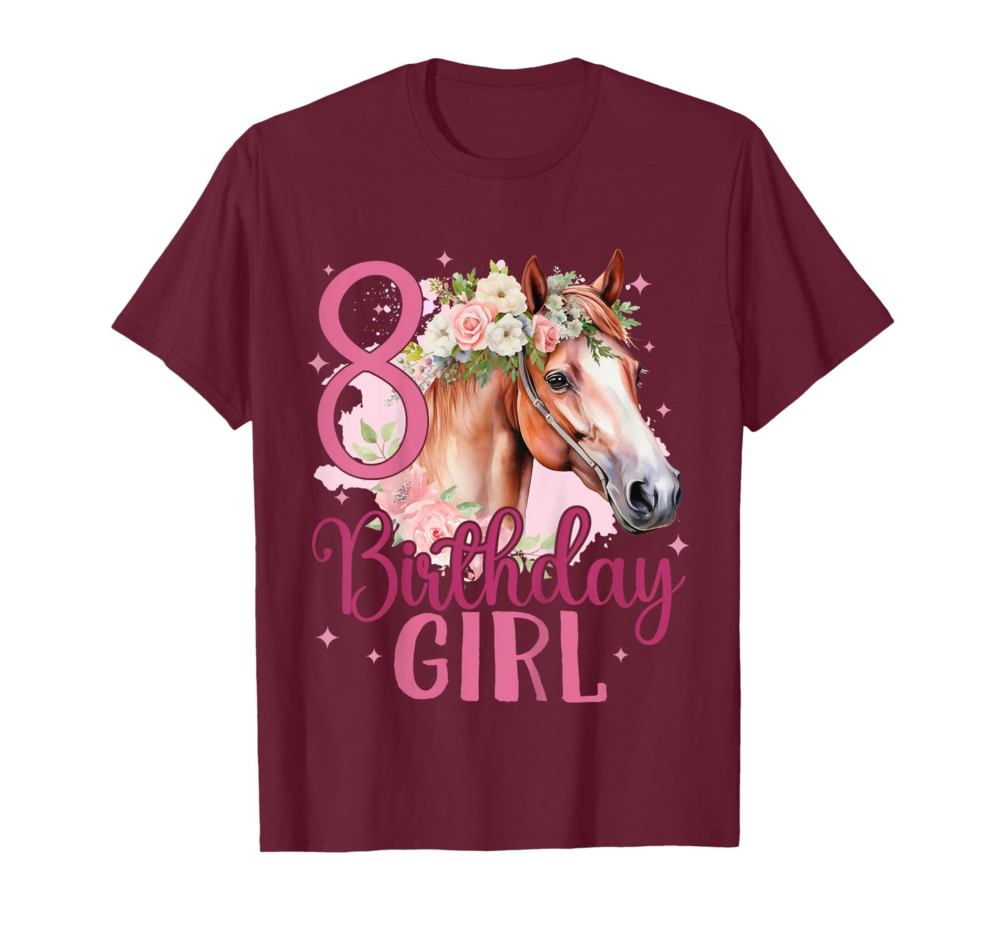 Kids 8th Birthday Horse 8 Years Eight Finally 8 Birthday Girl T-Shirt