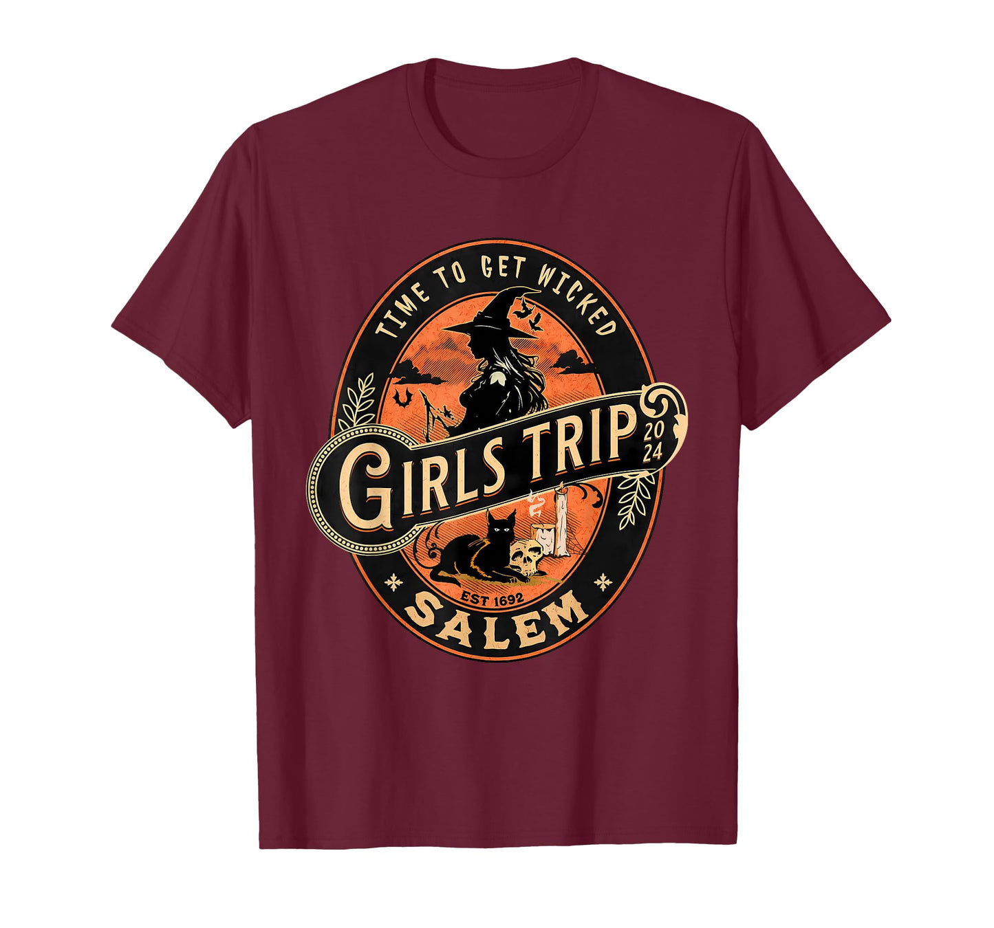 Retro Girls Trip to Salem Time To Get Wicked Cats Halloween T-Shirt