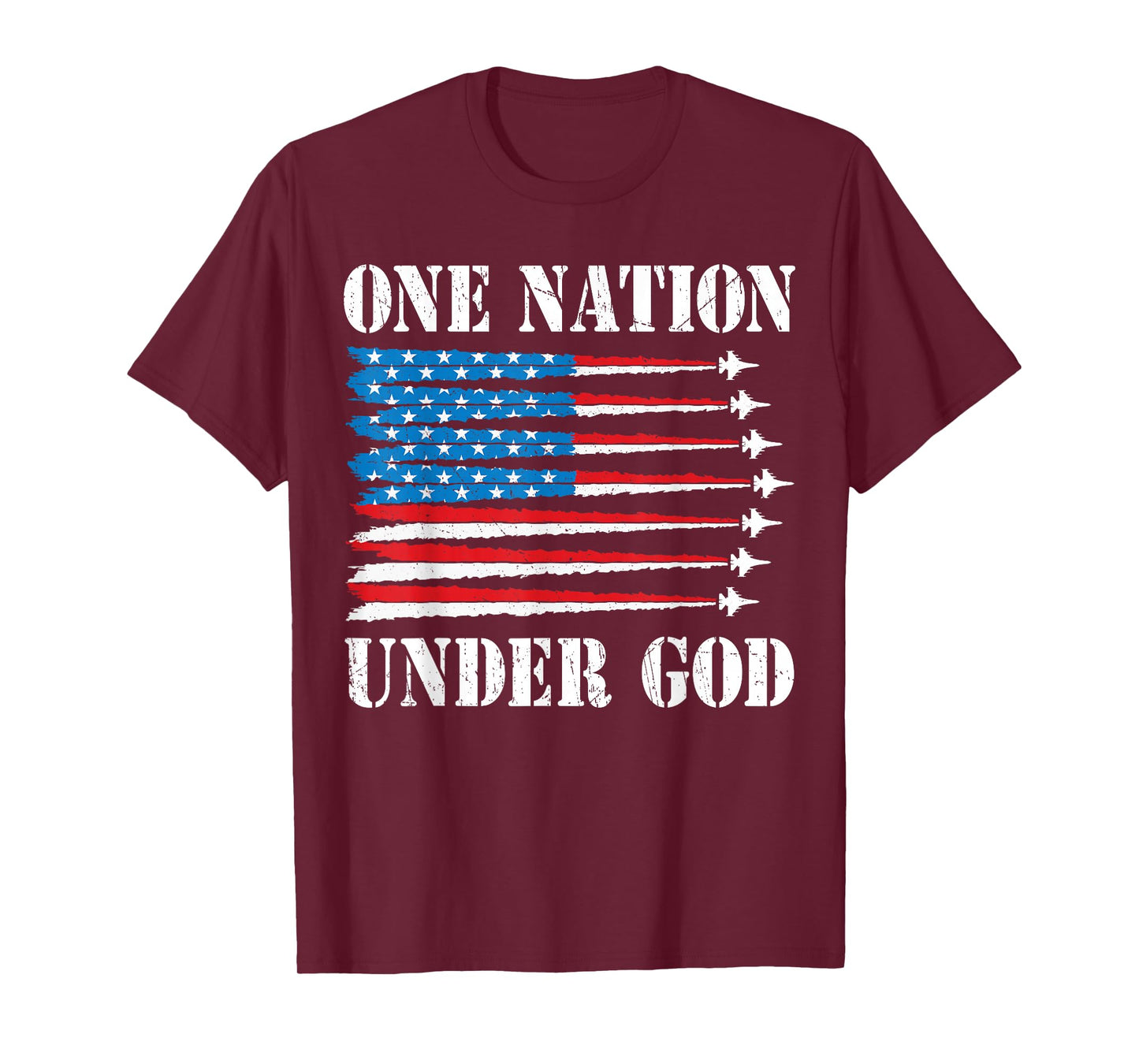 One Nation Under God 4th July American Flag Fighter Jet Men T-Shirt