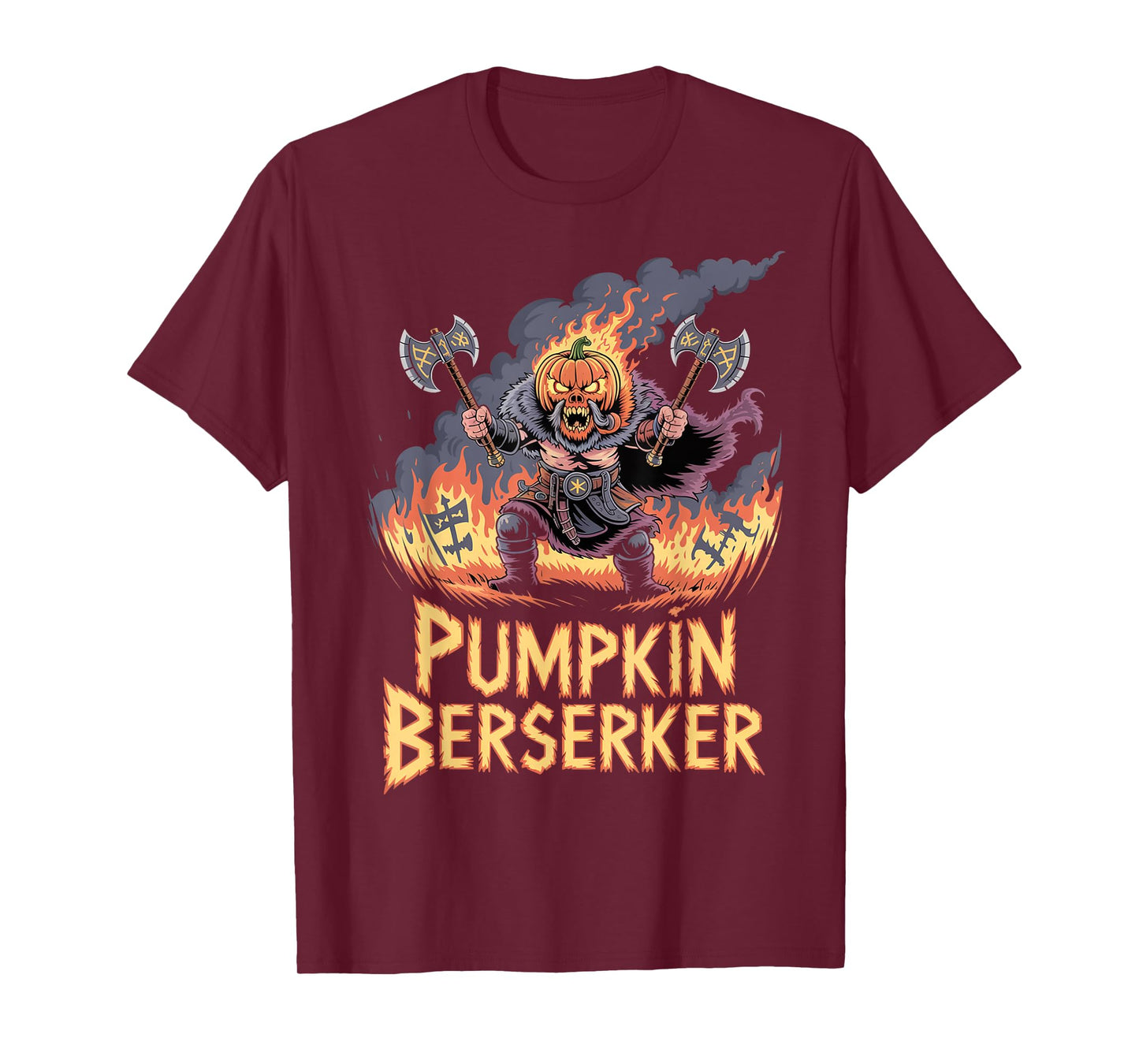Funny Pumpkin Viking Warrior - Halloween Norse Mythology T-Shirt